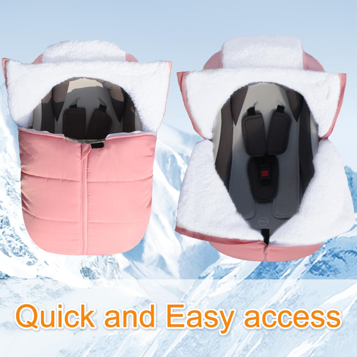 TSAYAWA Winter Baby Car Seat Cover - Mom's Choice Awards Winner - Insulated Windproof Car Seat Bunting Bag for Newborn & Infant - Warm Travel Blanket for Cold Weather (Pink) | Perfect for Stroller, Shopping & Outdoor Adventures