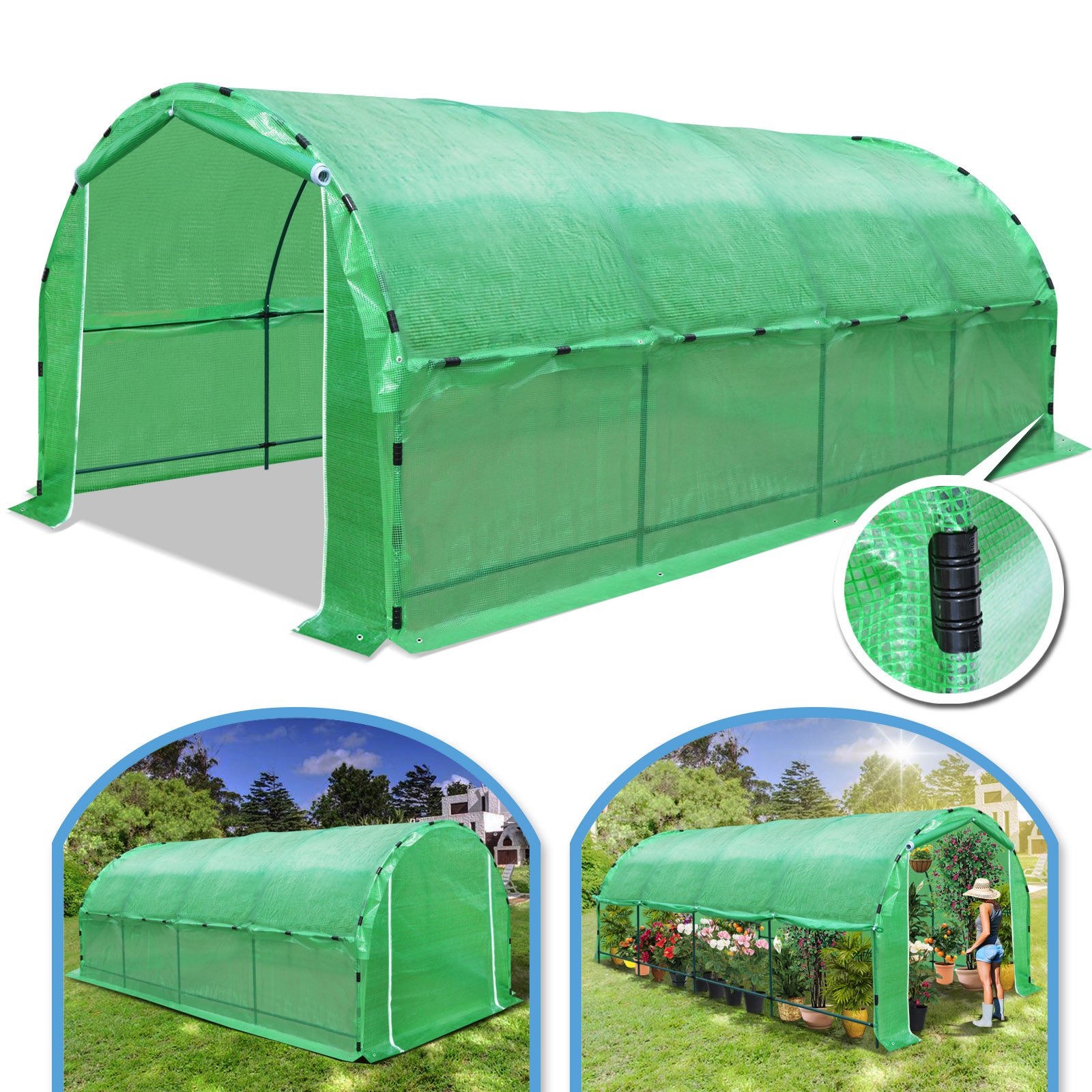 BenefitUSA Large 20'x10'x7' Portable Greenhouse - Heavy Duty Walk-in Outdoor Plant Gardening Hot House with ABS Snap Clamps | Perfect for Backyard Gardening, Seed Starting & Year-Round Plant Protection