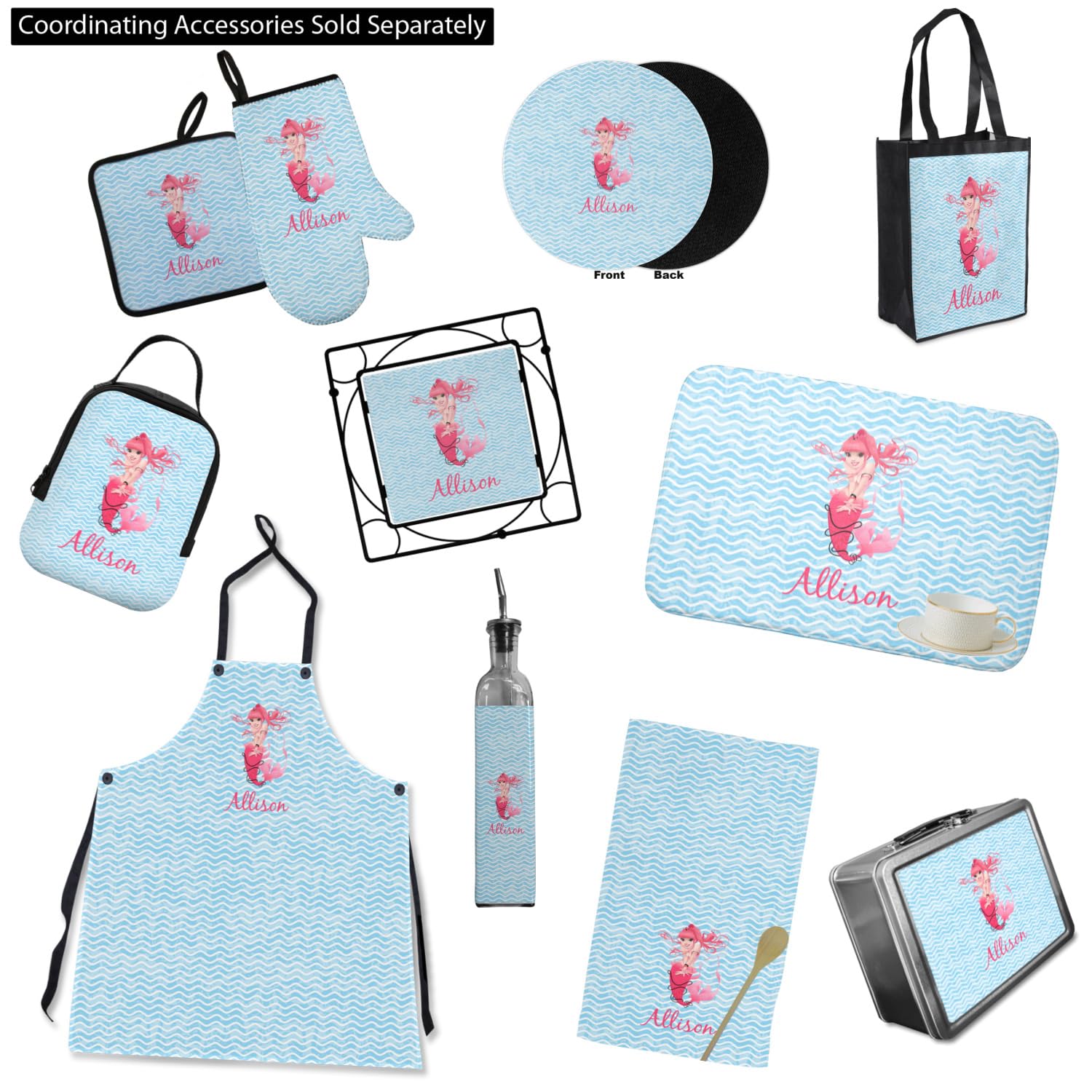 Custom Personalized Mermaid Pot Holder with Name or Text - Unique Kitchen Gift for Mermaid Lovers, Housewarming & Bridal Showers