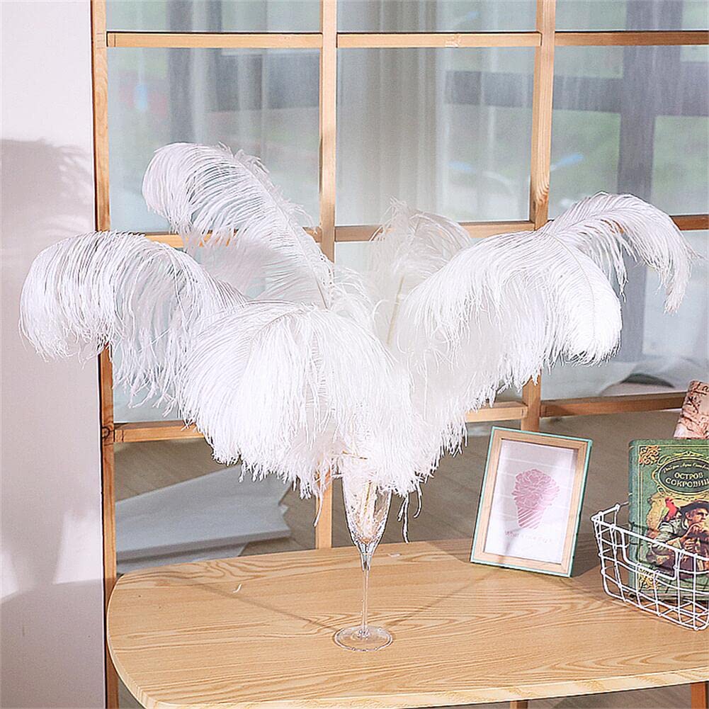 Premium White Ostrich Feathers for Wedding Centerpieces, Party Decor, Easter & Gatsby Themed Events - 22-24 Inch Long - Elegant Home & Event Decoration