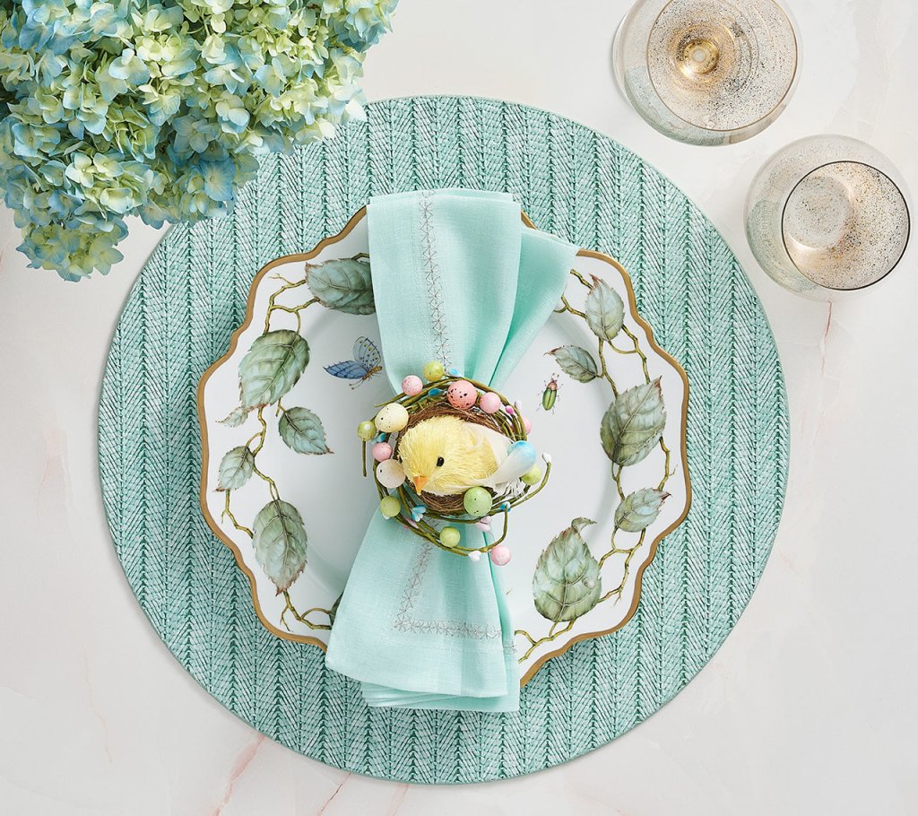 Premium Herringbone Pattern Placemats Set of 4 - Waterproof & Heat Resistant Table Mats for Dining, Kitchen, and Holiday Decor