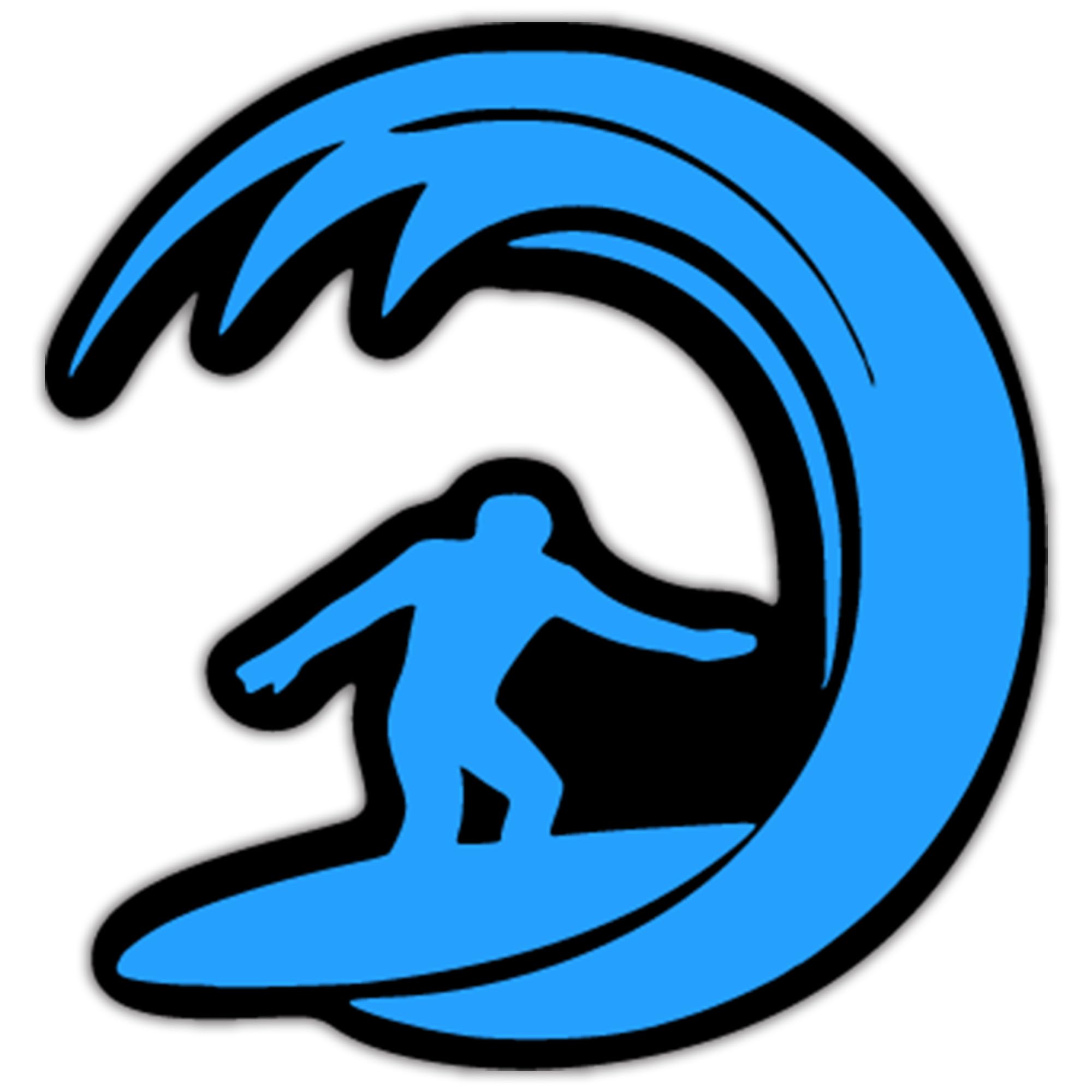 Waterproof Surfing Wave Vinyl Decal Sticker - Light Blue on Black - 5 Inch Car, Truck, Laptop, Cup & Wall Sticker - Beach Ocean Theme Design (KCD810LBL) - Perfect for Surfers, Beach Lovers & Outdoor Enthusiasts