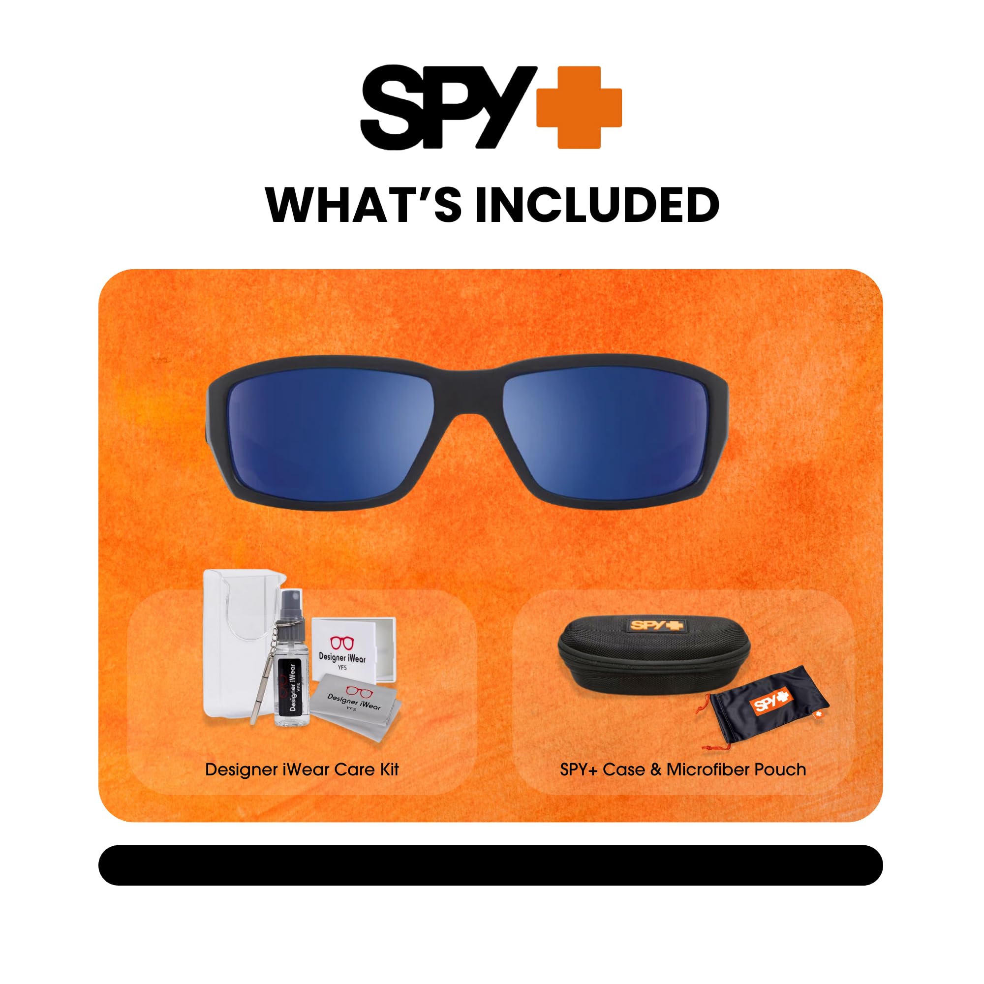 SPY Dirty Mo Rectangular Polarized Sunglasses for Men – UV Protection, Stylish Aviator Frame + Premium iWear Eyewear Cleaning Kit Bundle | Perfect for Driving, Beach & Outdoor Activities