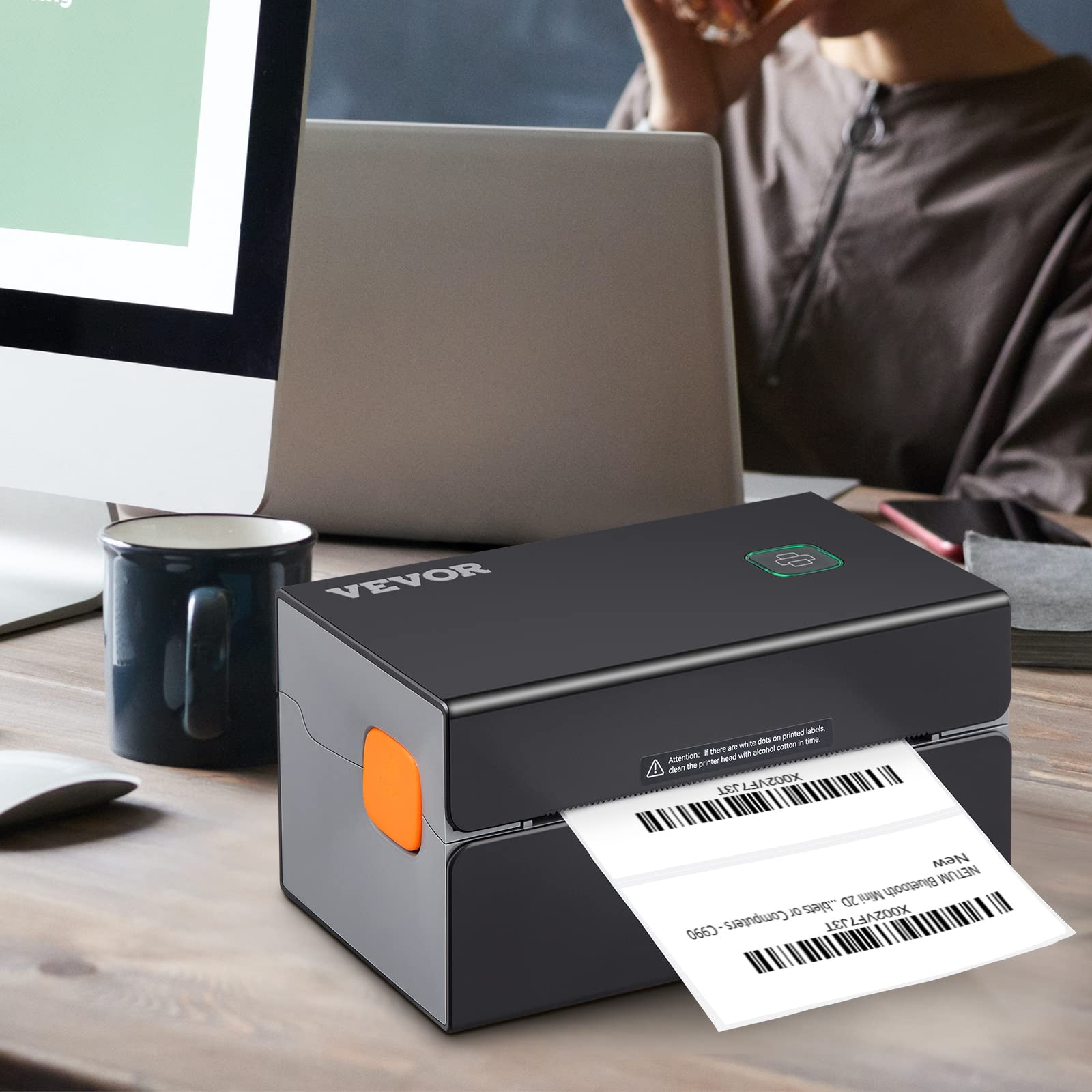 VEVOR 4x6 HD 300DPI Thermal Label Printer for Shipping & Barcodes - Auto Label Detection, USB & Wireless, Works with Windows/Mac/Linux/Chromebook - Perfect for Amazon FBA, eBay, Shopify, Etsy, USPS, UPS, FedEx - Home Office & Small Business Packaging Solution