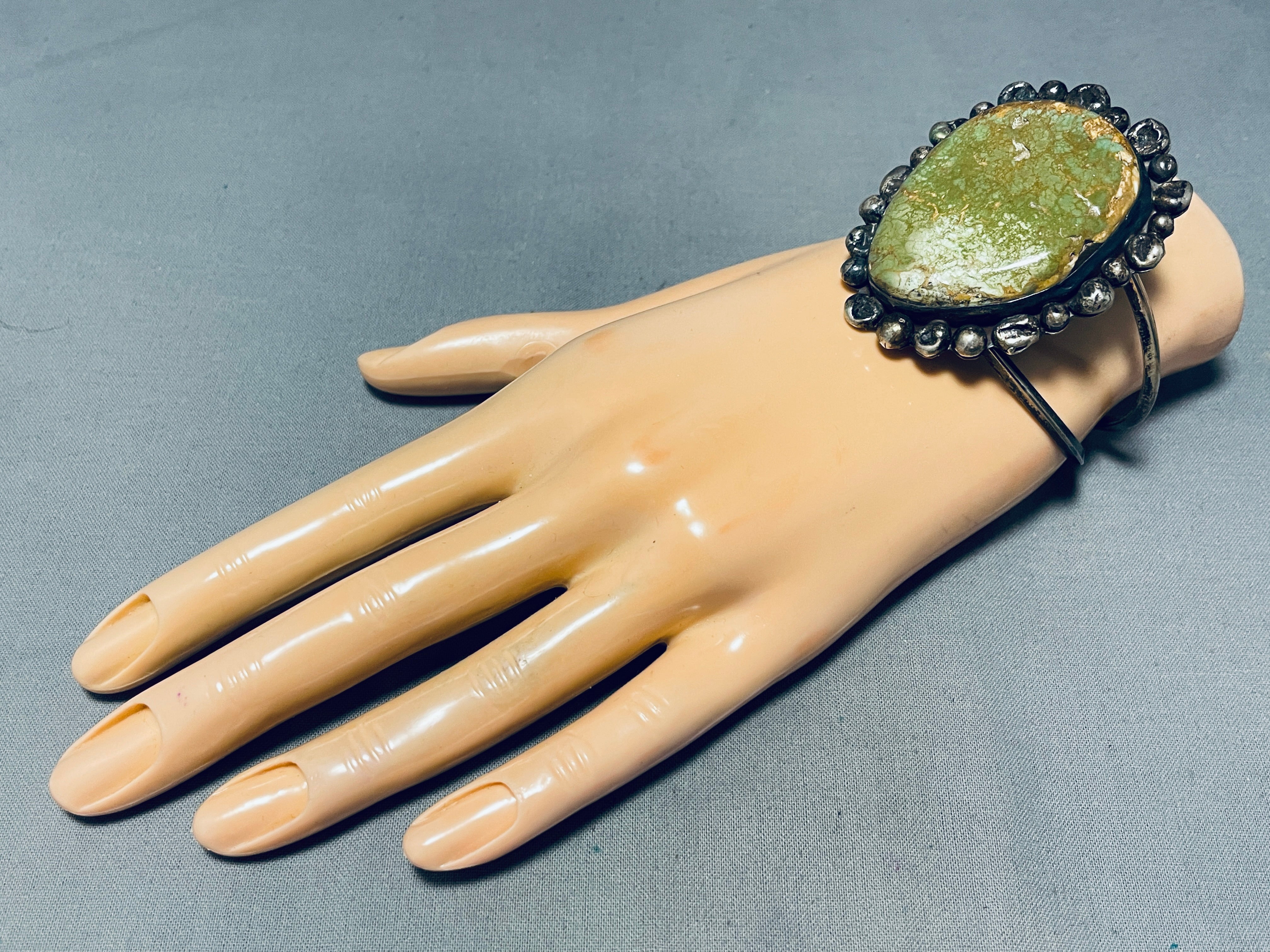 Vintage 1950s Navajo Royston Turquoise Sterling Silver Bracelet - Signed Abreza - Handmade Native American Jewelry for Women - Perfect for Boho, Western & Tribal Fashion