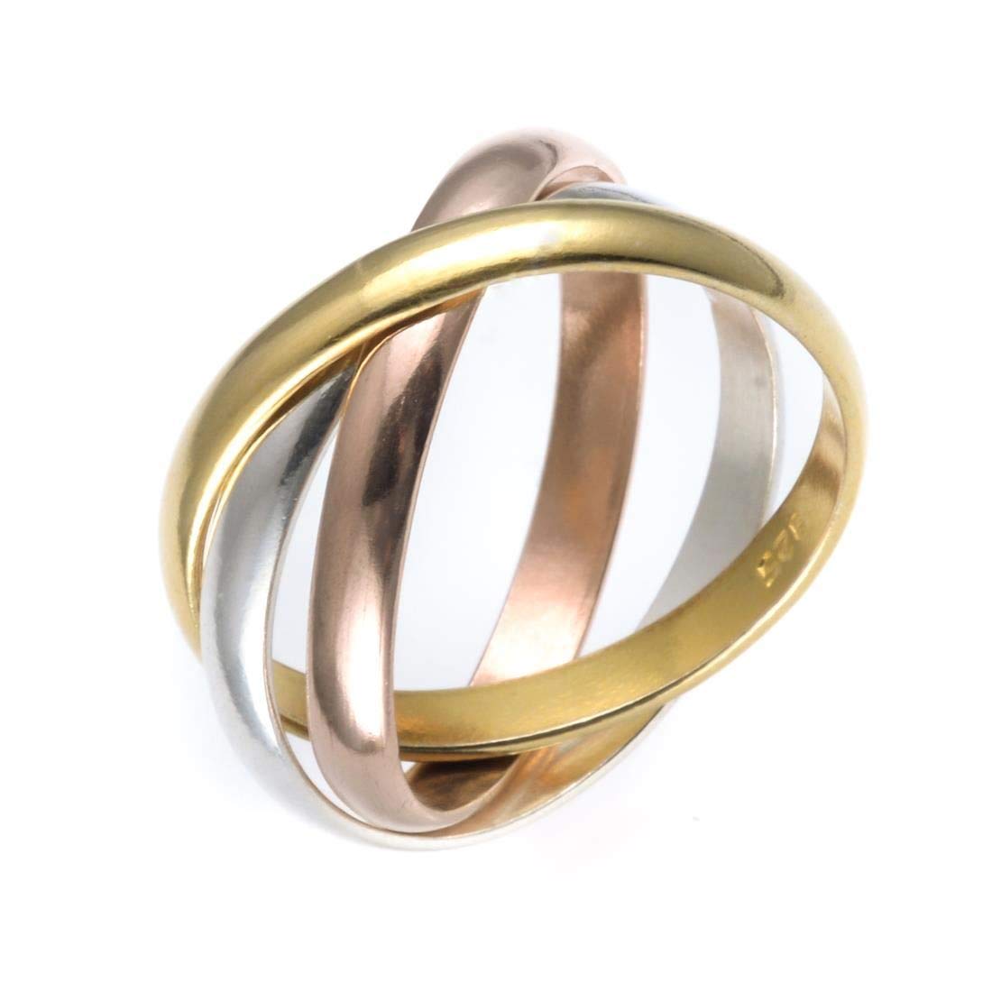 925 Sterling Silver Russian Wedding Ring Set - Rose & Yellow Gold Plated Triple Band for Women & Men - His & Hers Matching Couple Rings - Perfect for Anniversaries, Engagements & Special Occasions