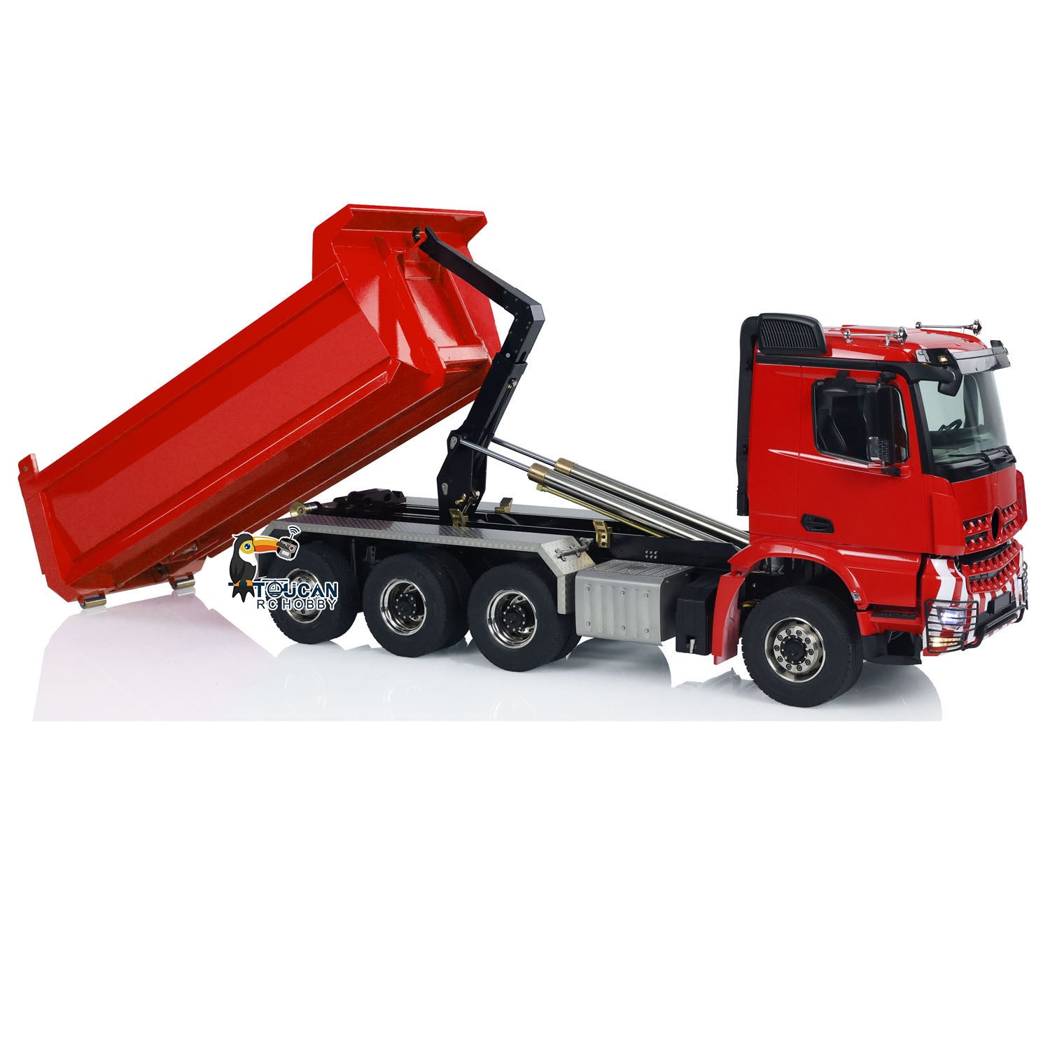 1/14 Scale 8x8 RC Hydraulic Dump Truck - Remote Control Construction Vehicle with Roll On/Off Function, Full Dumping System, PNP Version, Light & Sound Effects - Perfect for Construction Simulation, RC Hobbyists, and Kids Outdoor Play