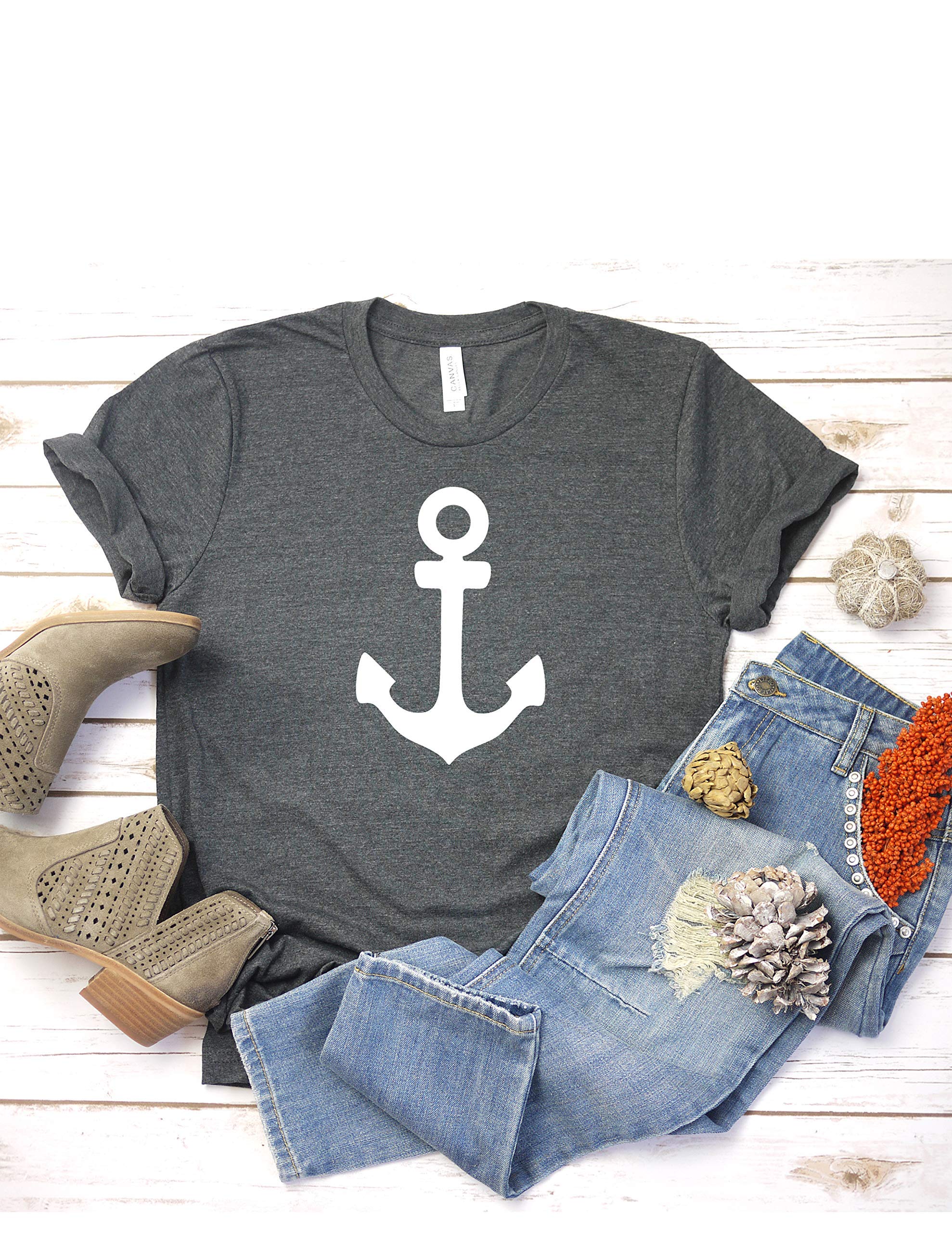 Anchor Graphic T-Shirt for Women - Casual Short Sleeve Top with Sailing & Ocean Design | Perfect for Beach Outings, Summer Vacations and Nautical Themed Events