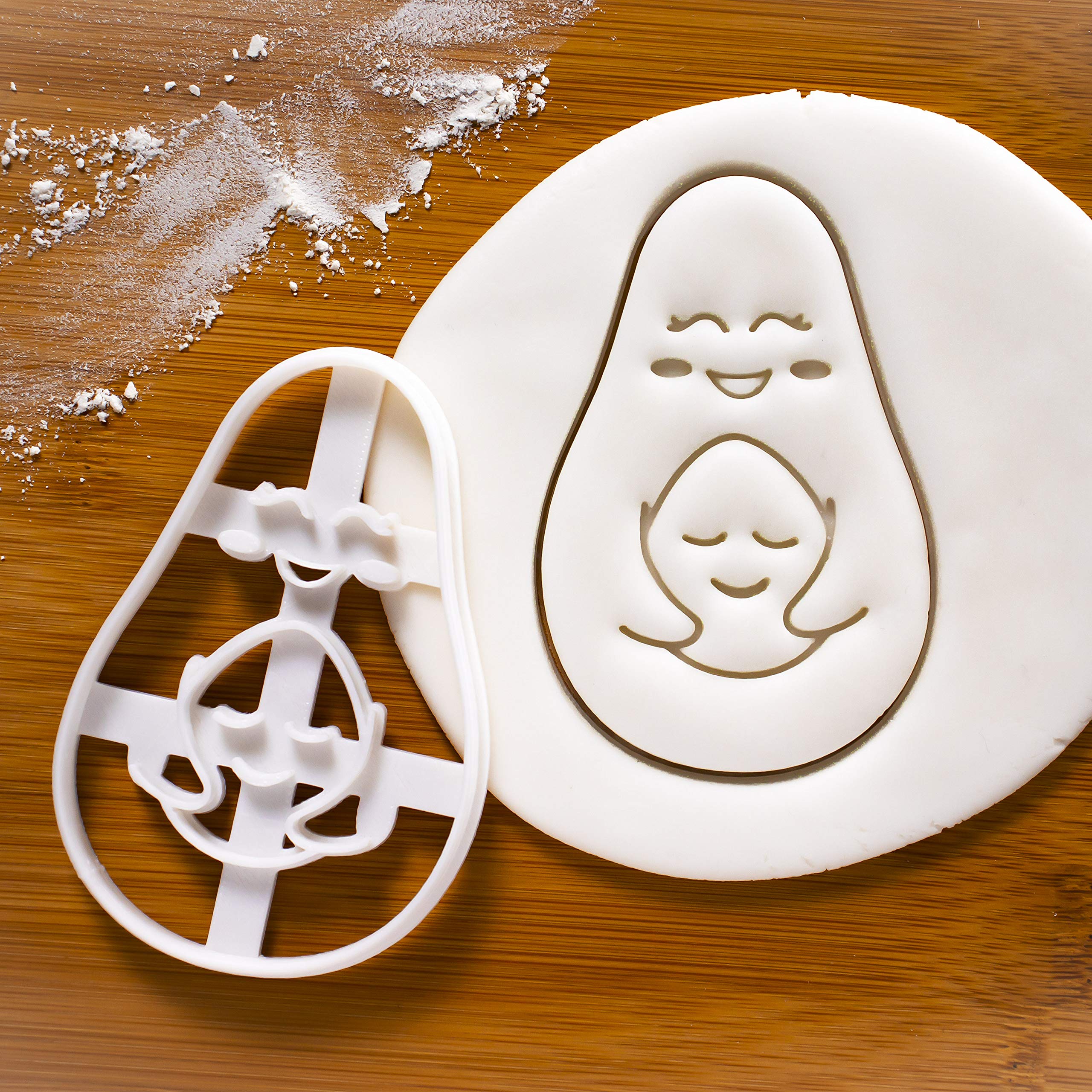 Set of 2 Avocado-Shaped Cookie Cutters - Mother & Child and Avocado with Seed Designs | Perfect for Baking, DIY Cookies, Baby Showers & Kitchen Decor - Bakerlogy