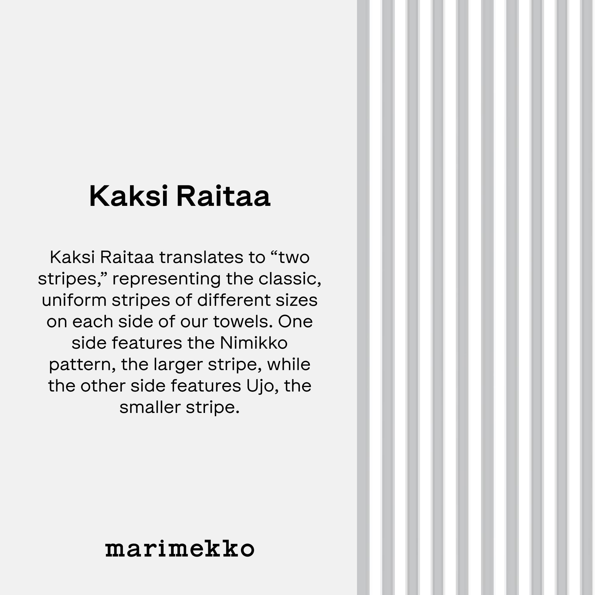 MARIMEKKO Kaksi Raitaa Terry Cotton Guest Towel Set - Grey Nimikko & Ujo Patterned Bathroom Hand Towels 20x12 Inches - Perfect for Guest Bathrooms, Powder Rooms & Spa Decor