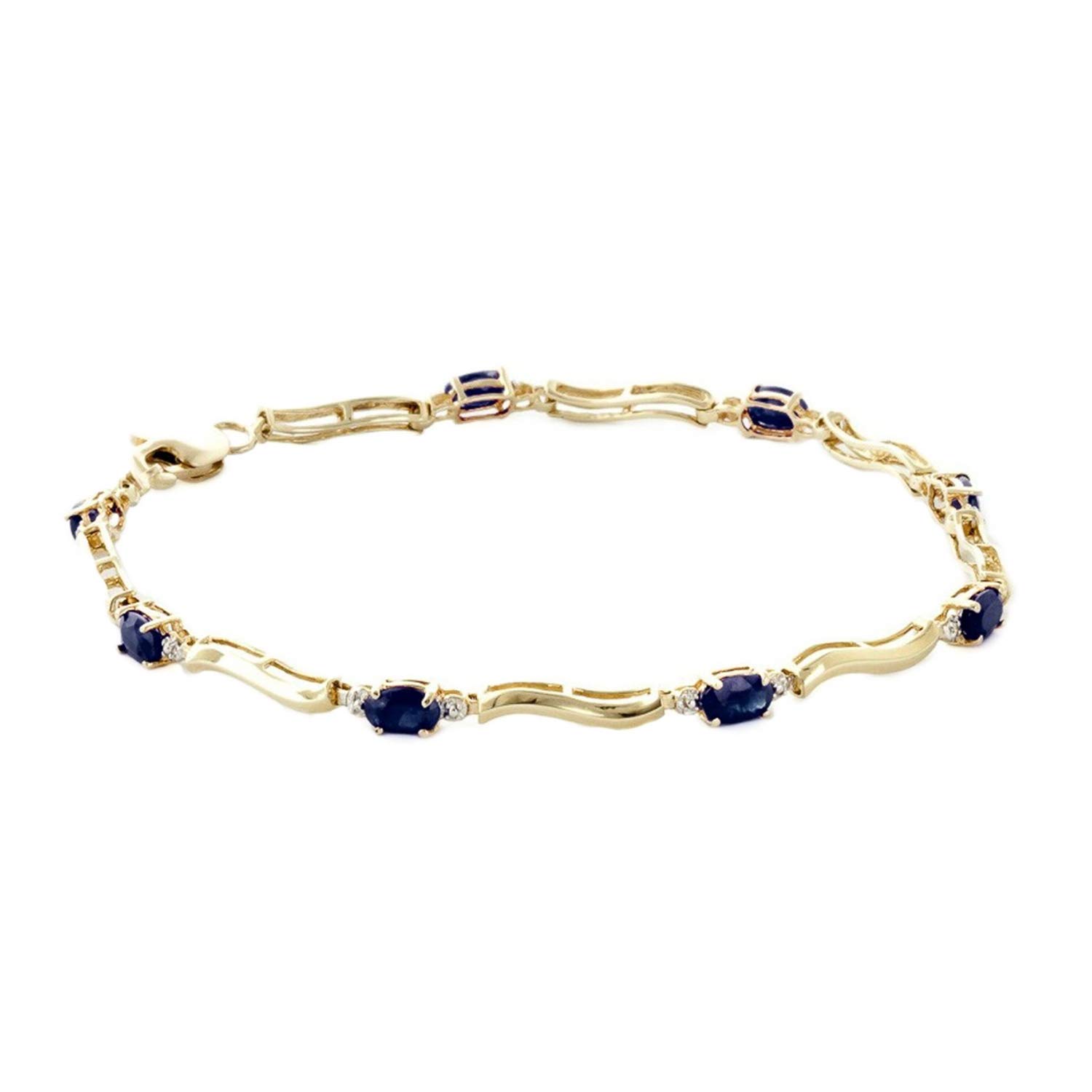 14K Solid Gold Tennis Bracelet with 2.01 Carat Diamonds & Sapphires | Galaxy Gold GG | Elegant Jewelry for Women, Perfect for Weddings, Parties & Special Occasions
