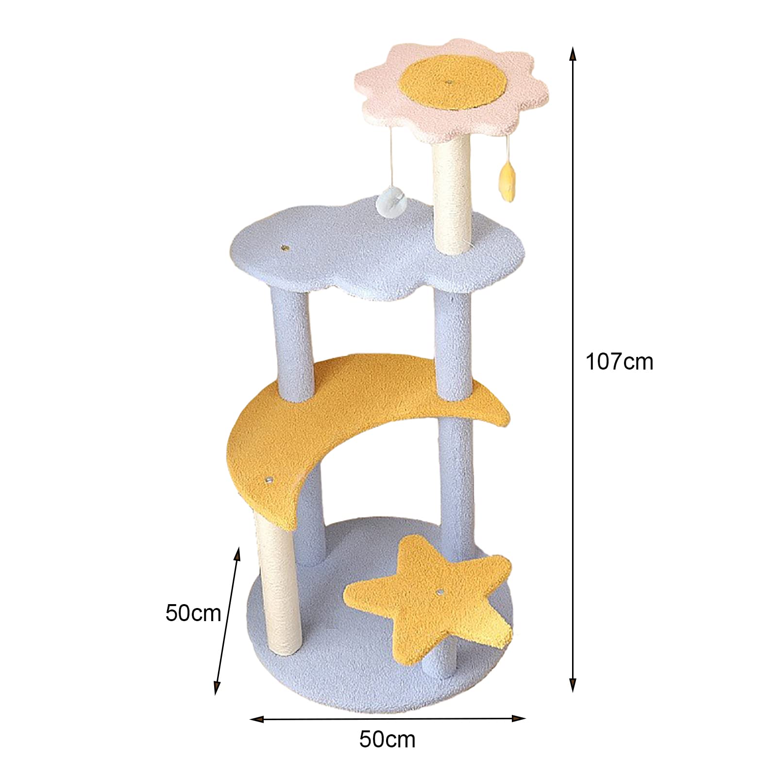 Starry Sky Cat Tree - 4-Level Space Design with 2 Hanging Toys, Multi-Cat Friendly & Soft Plush Covering - Perfect for Indoor Play, Climbing & Napping for Cats