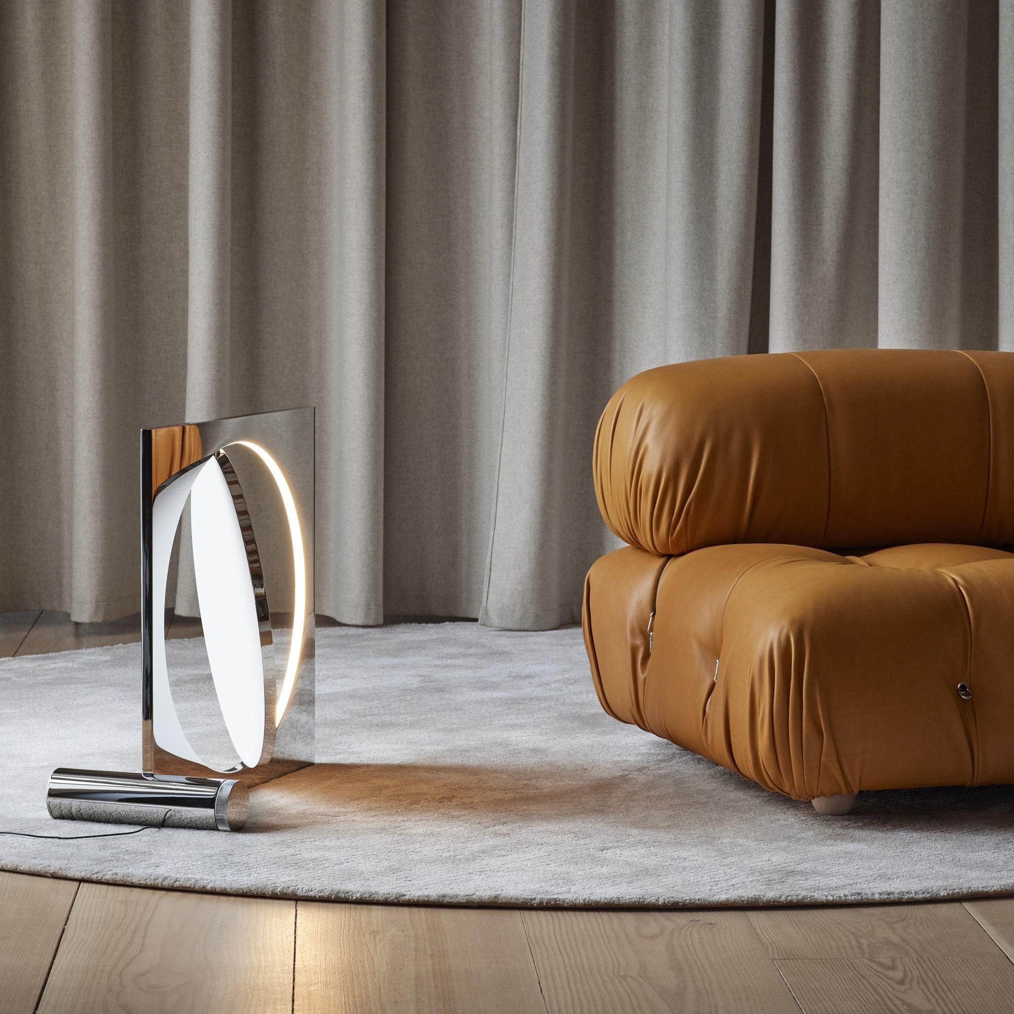 Eclipse Mirror Table Lamp - Modern LED Vanity Light with Adjustable Brightness for Bedroom, Dressing Room & Makeup Area