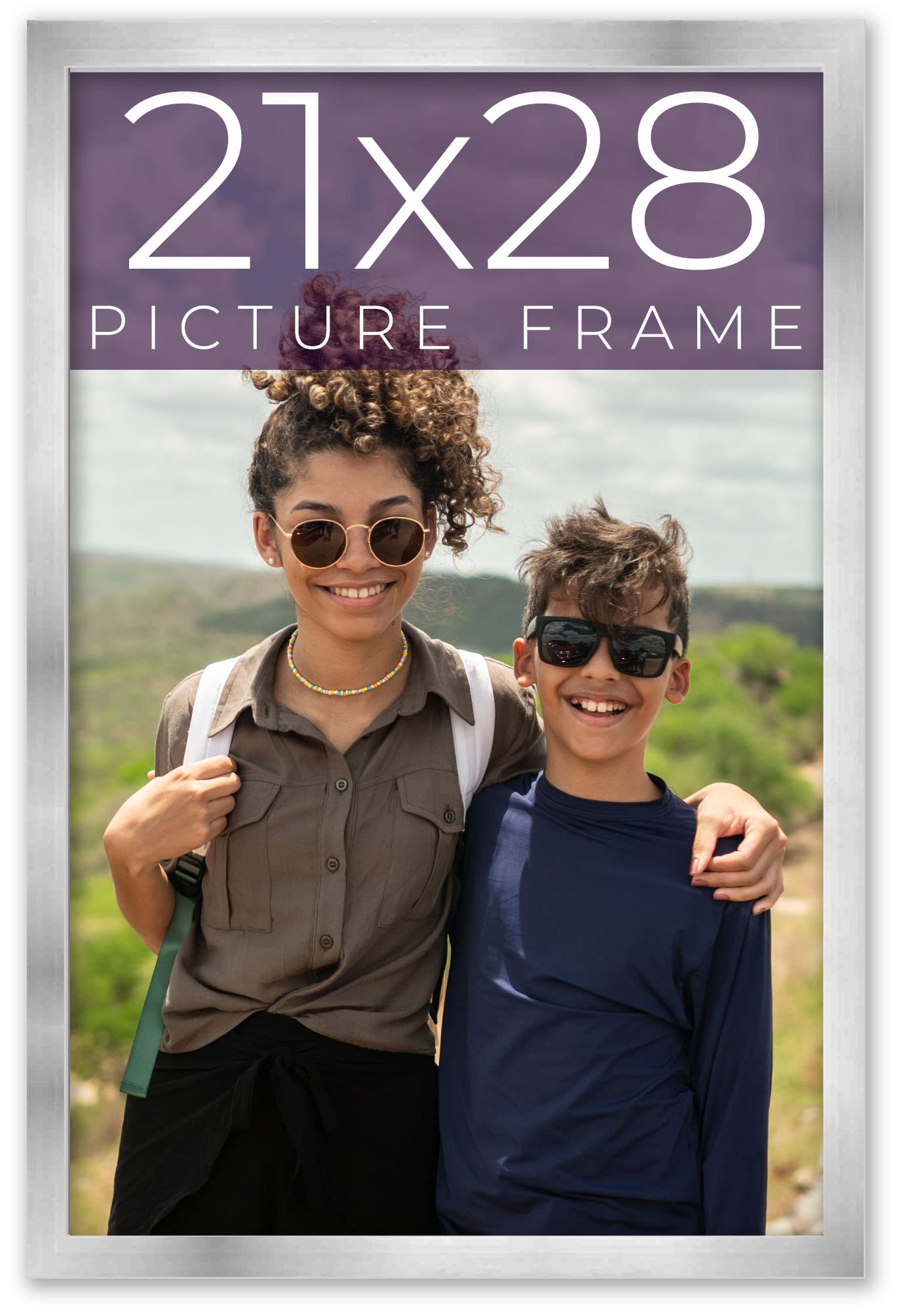 21x28 Acier Silver Modern Picture Frame with UV Acrylic, Foam Board Backing & Hanging Hardware - Perfect for Wall Decor, Photo Displays & Home Office Art