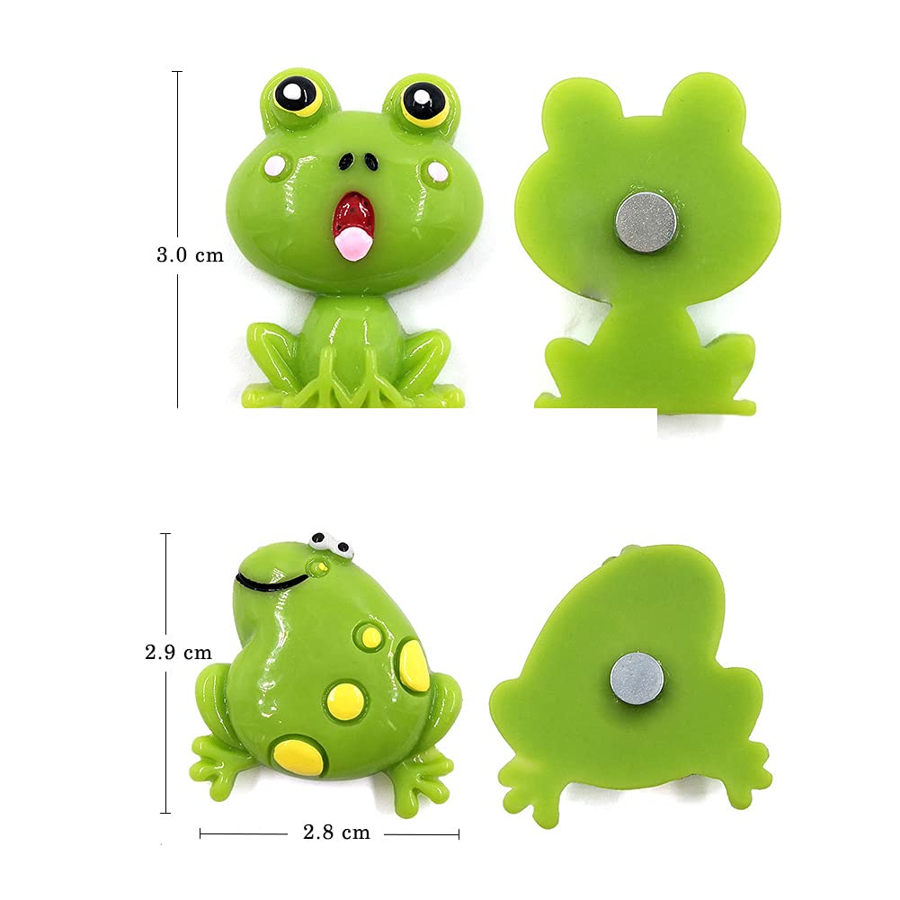 6-Piece Green Frog Fridge Magnets Set - Cute Refrigerator Decor & Magnetic Memo Holders for Kitchen, Office, Dorm - Small Home Accessories for Organizing Notes & Photos