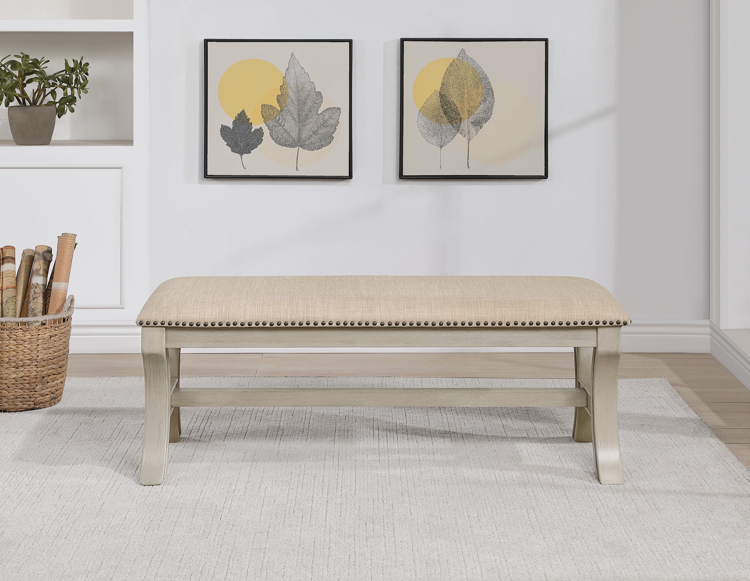 Office Star Monaco 48-Inch Bench with Cushion - Modern Office & Home Seating Solution for Waiting Areas, Entryways, and Lounges