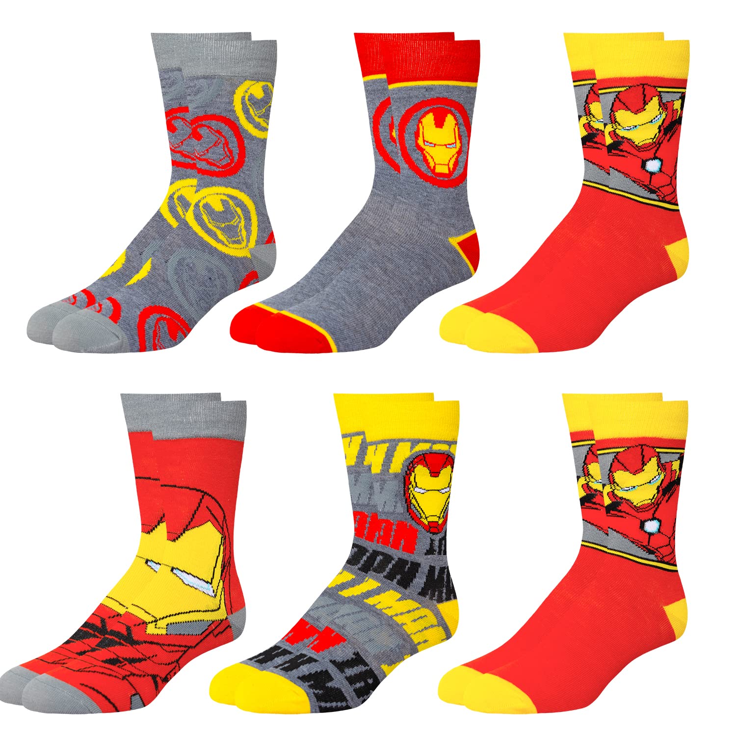 Marvel Legends Superhero Socks for Men & Boys - 6-Pack Athletic Crew Socks with Moisture-Wicking Technology | Perfect for Sports, Gym, and Everyday Wear | Official Marvel Merchandise