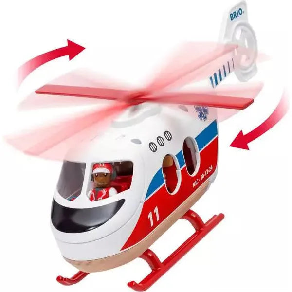 Brio Rescue Helicopter Toy - High-Quality Wooden Helicopter for Kids, Perfect for Imaginative Play & Emergency Rescue Role-Playing Scenarios