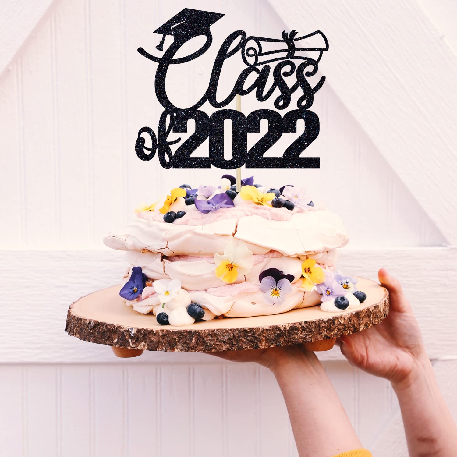 2022 Graduation Cake Topper - Happy Graduation Party Decor for College Grads, Congrats Grad Cake Topper (Black) | Perfect for Graduation Cakes, Cupcakes & Dessert Tables