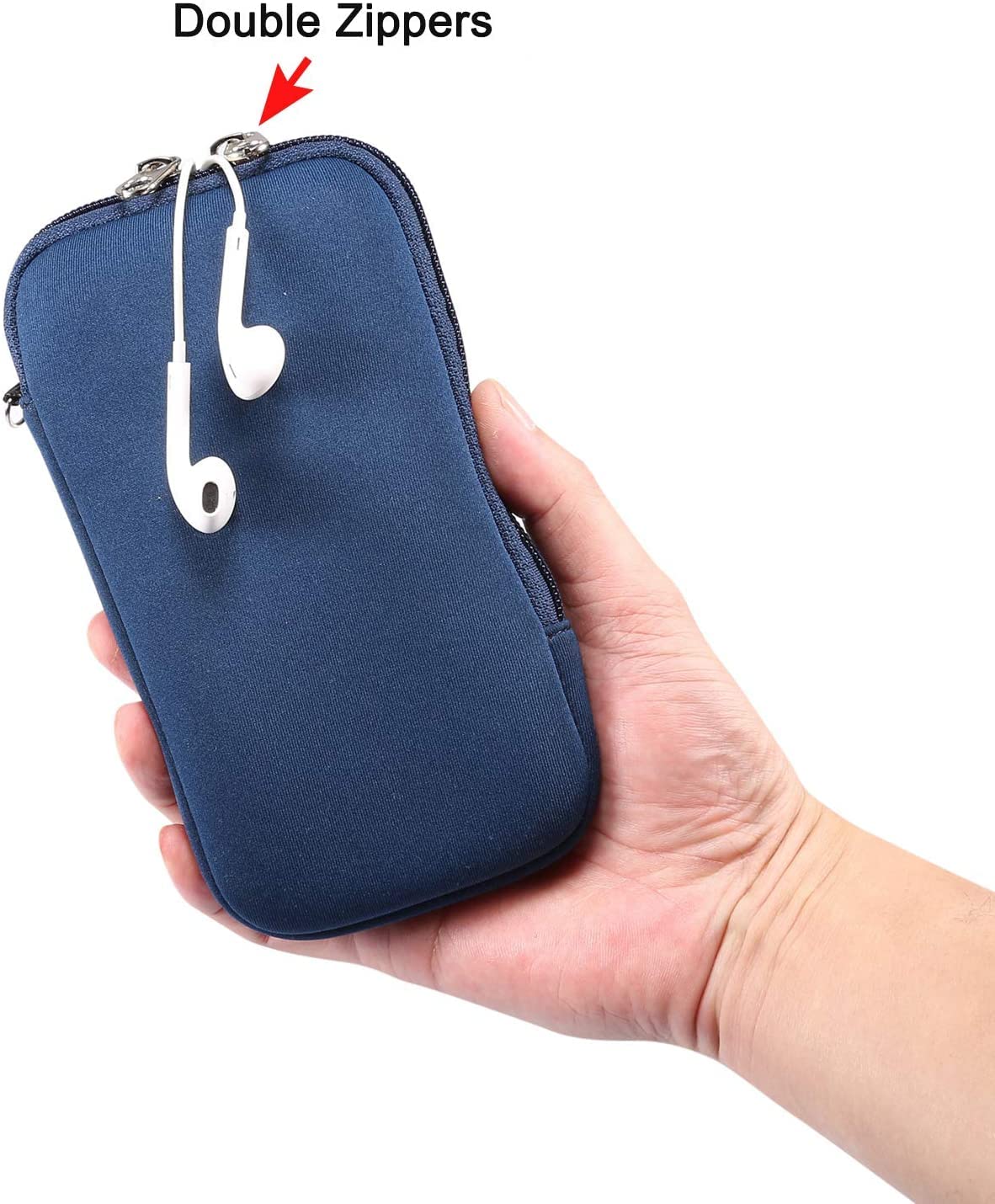 Waterproof Neoprene Phone Pouch with Adjustable Lanyard - Compatible with iPhone 15/14/13/12/11, Samsung Galaxy S22/S21/S10/S9/S8, Google Pixel 5/4a & Motorola E6 - Shockproof Protective Sleeve for Travel, Gym & Outdoor Activities (Blue)
