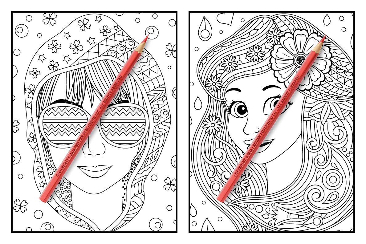 Flower Girls: Cute Manga Adult Coloring Book with Fun Hairstyles & Beautiful Floral Patterns | Stress Relief & Relaxation for Women | Perfect for Art Therapy, Mindfulness & Creative Hobbies