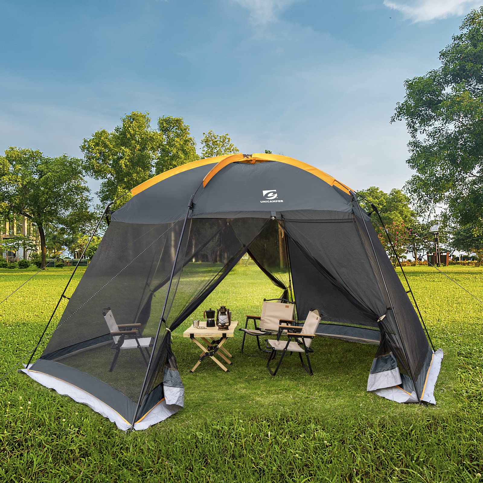 UPF 50+ Mosquito Net Tent with Waterproof Canopy & Sidewalls - Easy Setup Screen House for Patio, Backyard, Camping & Outdoor Activities (Khaki) - Perfect for Picnics, Beach Trips and Garden Relaxation