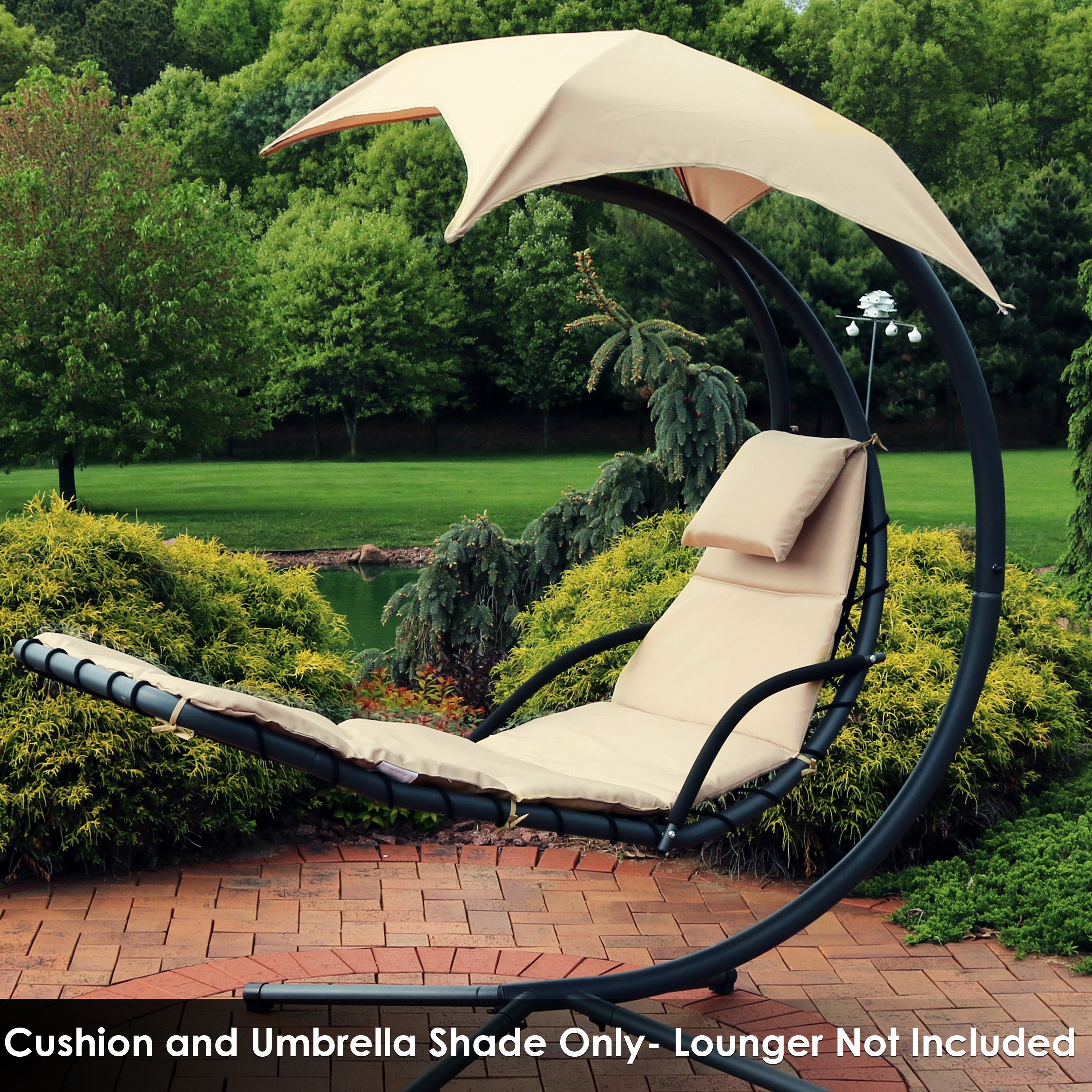Sunnydaze Hanging Lounge Chair Replacement Cushion & Umbrella Set - Outdoor Patio Furniture Accessories for Poolside, Beach, and Garden Relaxation