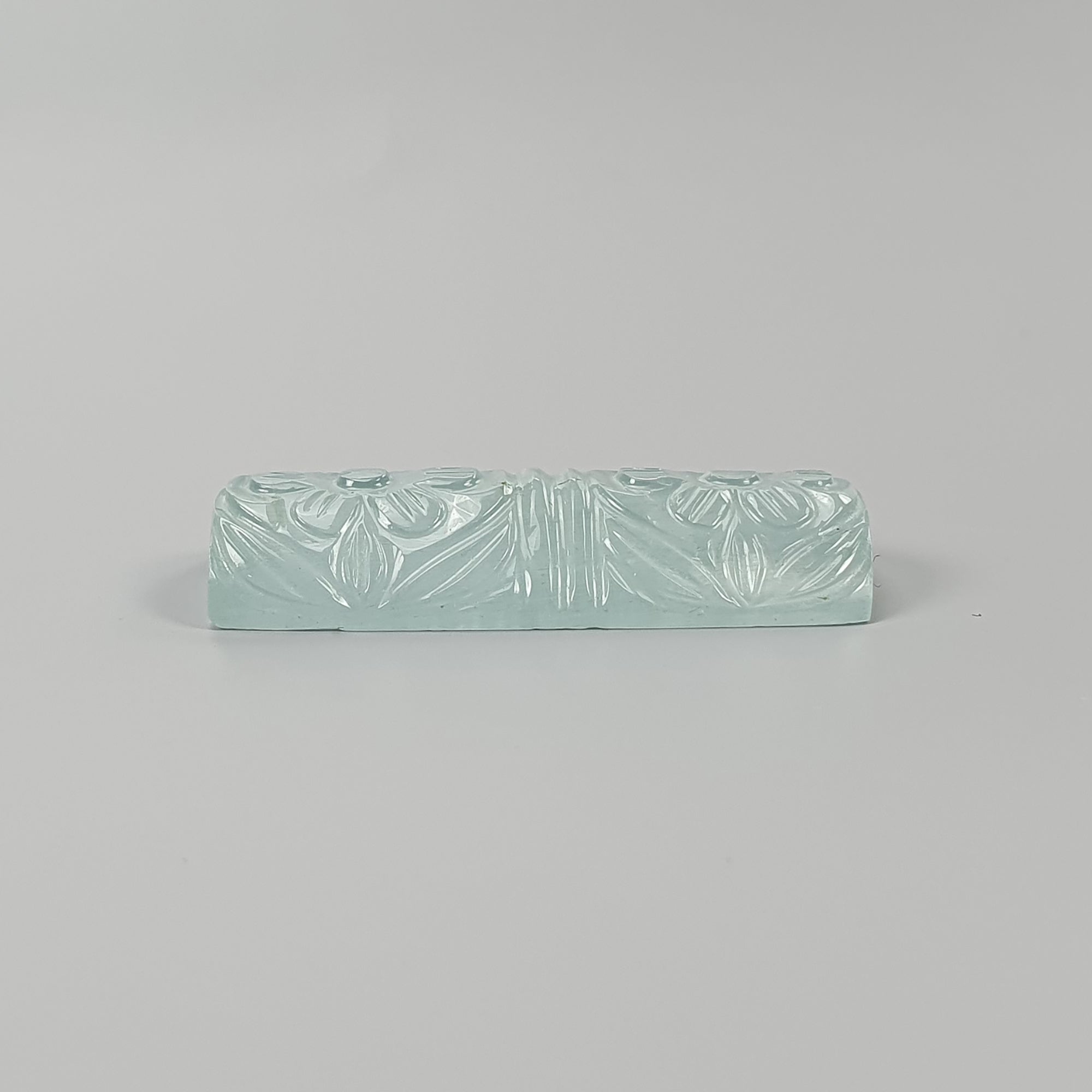 Natural Untreated Blue Aquamarine Gemstone Carving - 35.80cts Hand Carved Cushion Shape 37x16mm | Jewelry Making, Healing Crystals, Collectibles & Unique Gifts