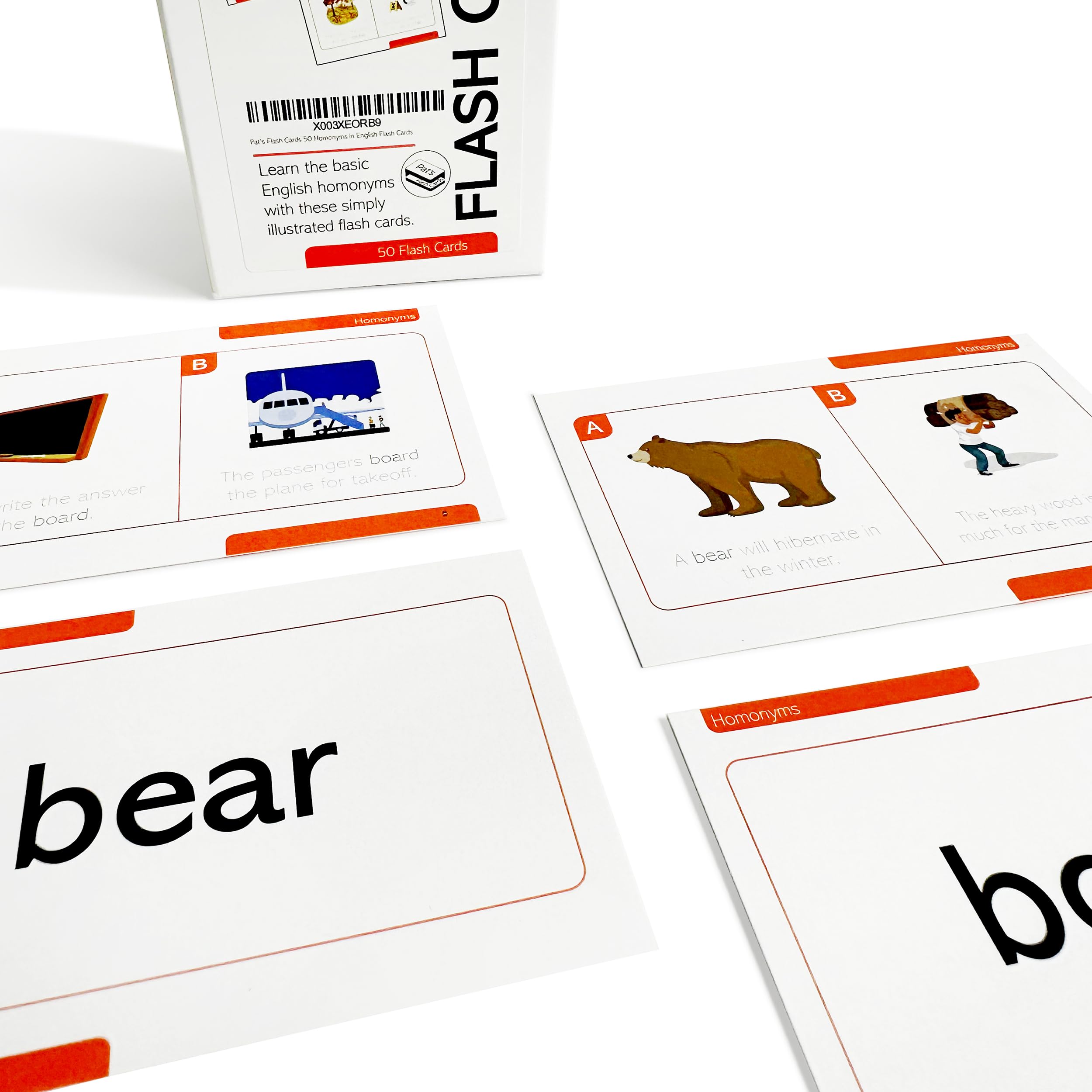 50 English Homonyms Flash Cards - Vocabulary Learning & Language Study for Kids & Adults - Perfect for Classroom, Homeschool & ESL Practice