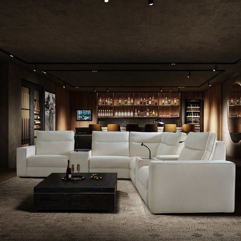 EliteNest Smart Reclining Theater Sofa with Built-in Bluetooth Speakers - Luxury Home Theater Seating for Movie Nights & Gaming Setup