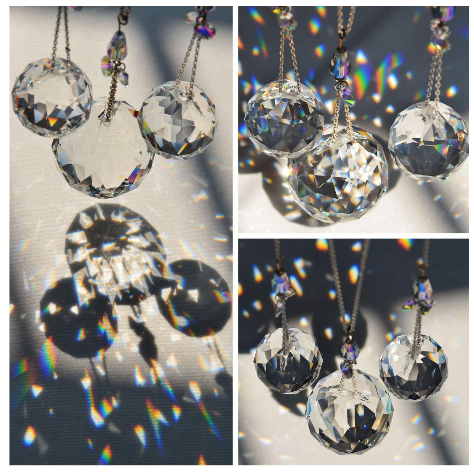 40mm Crystal Ball Prism - Rainbow Maker Sun Catcher for Windows (Pack of 2) - Decorative Glass Hanging Pendant for Home, Garden & Spiritual Healing