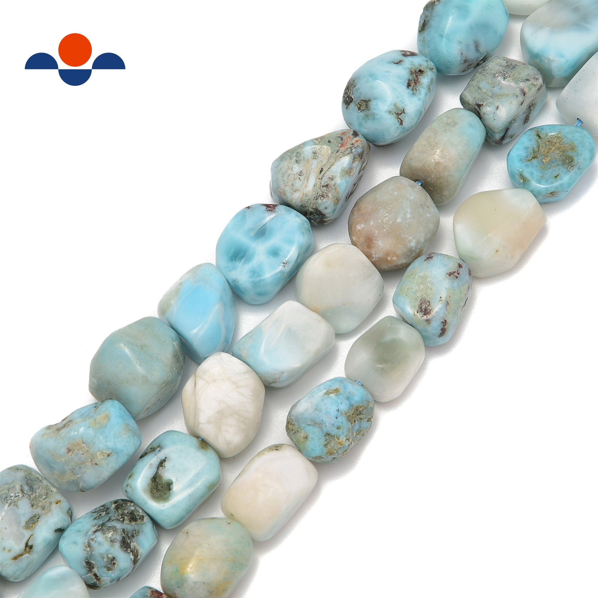 Larimar Tumbled Nugget Beads 8x12mm to 18x25mm - Natural Blue Gemstone Beads for Jewelry Making - Perfect for Necklaces, Bracelets & DIY Crafts