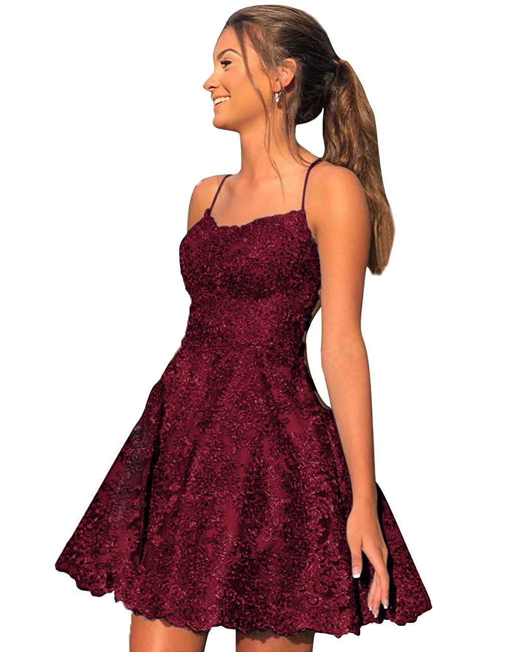 JAEDEN 2024 Short Lace Homecoming Dress | Backless HOCO Prom Dress for Teens | Perfect for School Dances, Parties & Special Occasions