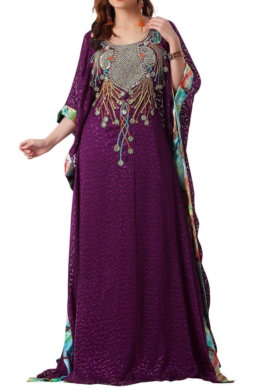 Elegant Dark Fuchsia & Pastel Beaded Evening Gown for Women - Perfect for Prom, Wedding & Formal Parties
