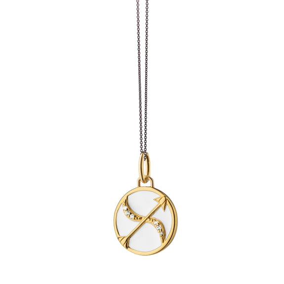 Mini Sagittarius Enamel Vermeil Charm - Zodiac Jewelry for Women, Sterling Silver Pendant Necklace - Perfect Gift for Birthday, Christmas & Everyday Wear