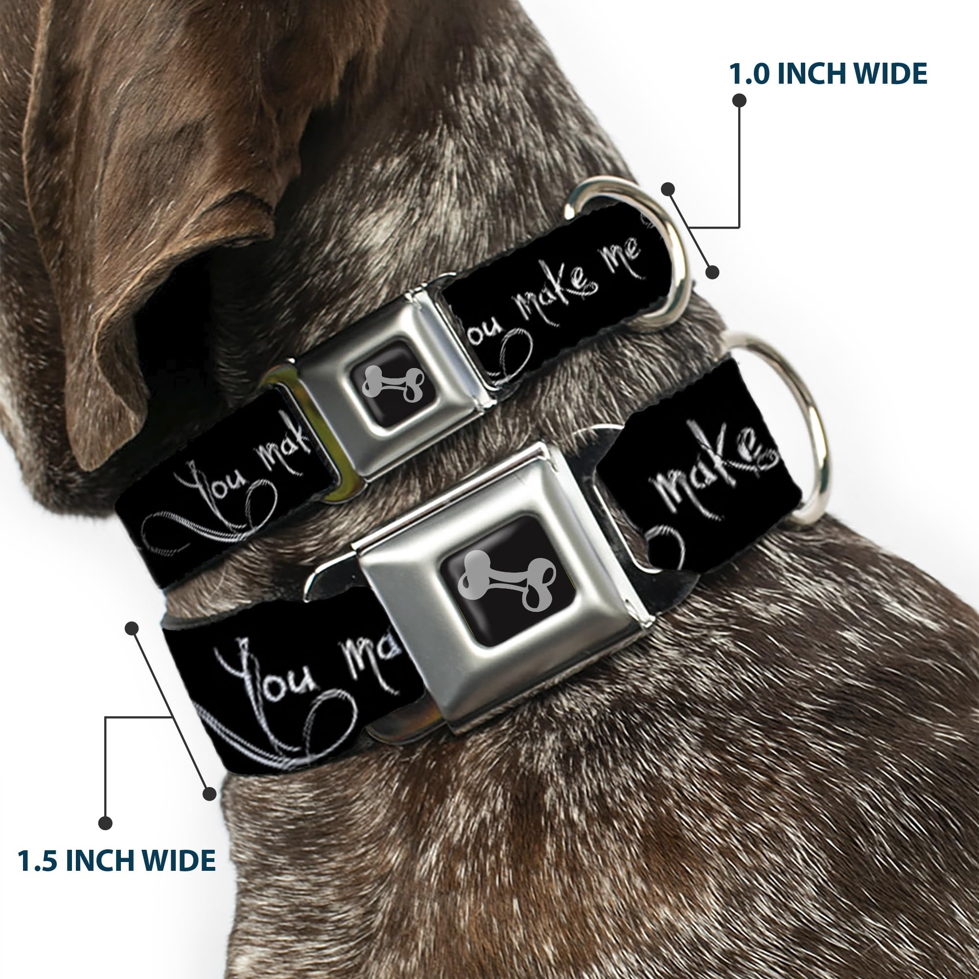 Buckle-Down Seatbelt Buckle Dog Collar - Angry Girl/Mad As Hell/You Make Me Sick - 1.5