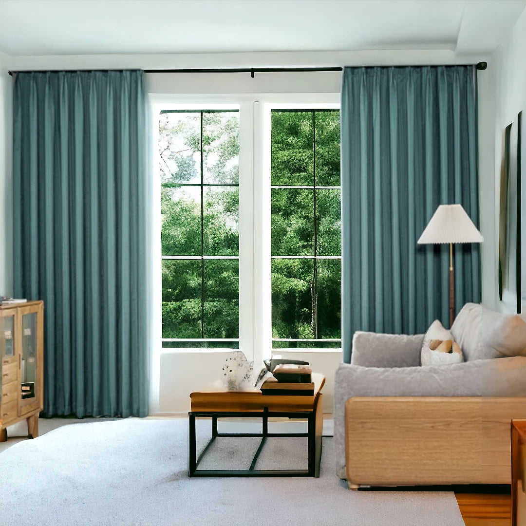 Elsie Embossed Jacquard 100% Blackout Custom Curtains - Thermal Insulated Window Drapes for Bedroom & Living Room - Noise Reducing Room Darkening Curtain Panels