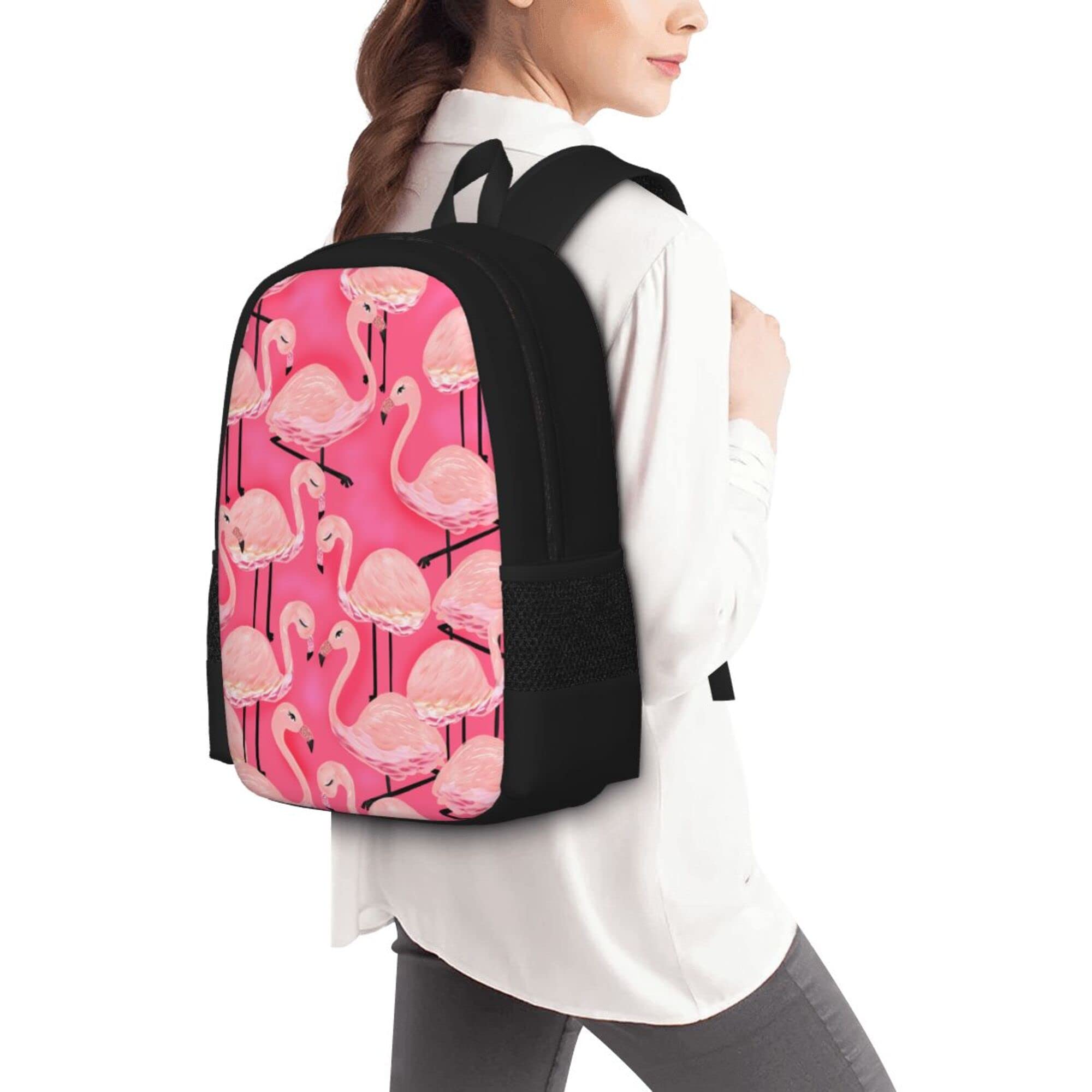 EOUNMSU Cute Watercolor Flamingo Pink Backpack - 17 Inch Large Durable Lightweight Laptop Backpack for Men & Women - Perfect for Travel, School, College, Business & Outdoor Hiking Daypack