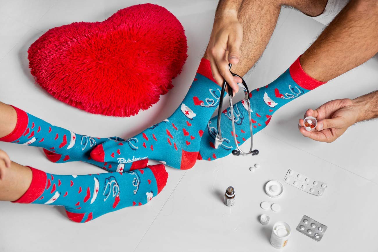 Colorful Rainbow Socks for Men & Women - 3 Pairs Fun Novelty Nurse Crew Socks - Perfect for Medical Professionals, Gift Giving & Casual Wear