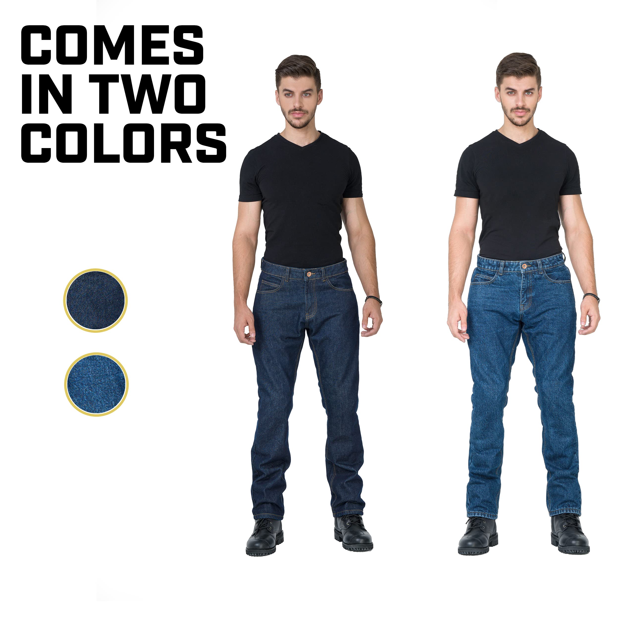 WICKED STOCK CE Level 2 Armored Motorcycle Jeans for Men - Protective Riding Pants in Dark Blue - Perfect for Street Biking & Commuting