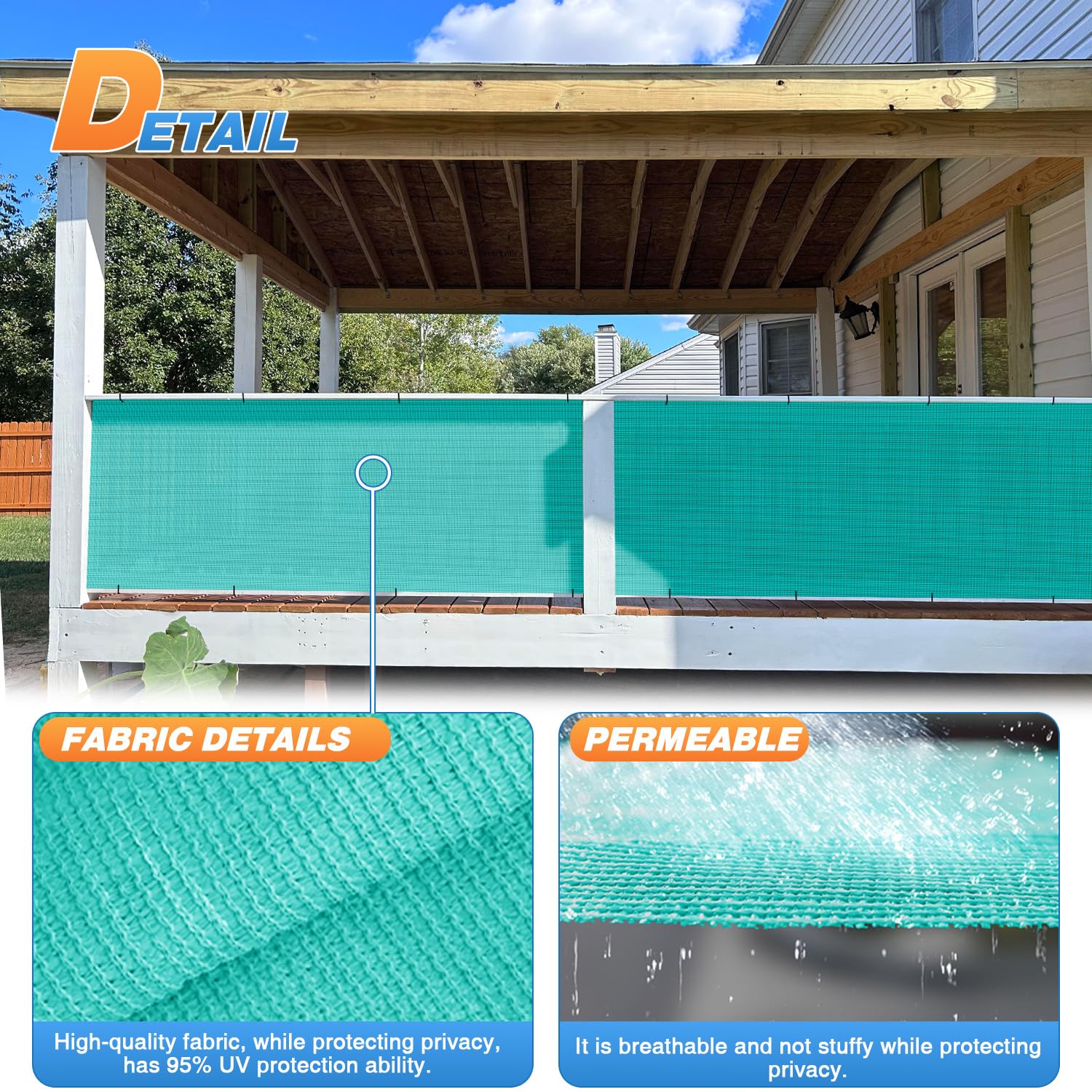 TANG Sunshades Depot 12x78 Ft Turquoise Sunscreen Shade Fabric Roll - 95% UV Block Privacy Screen & Windscreen Cloth for Outdoor Garden, Greenhouse, Barn - Durable Mesh Fabric Raw Roll Without Grommets | Perfect for Patio, Pool Cover & Plant Protection