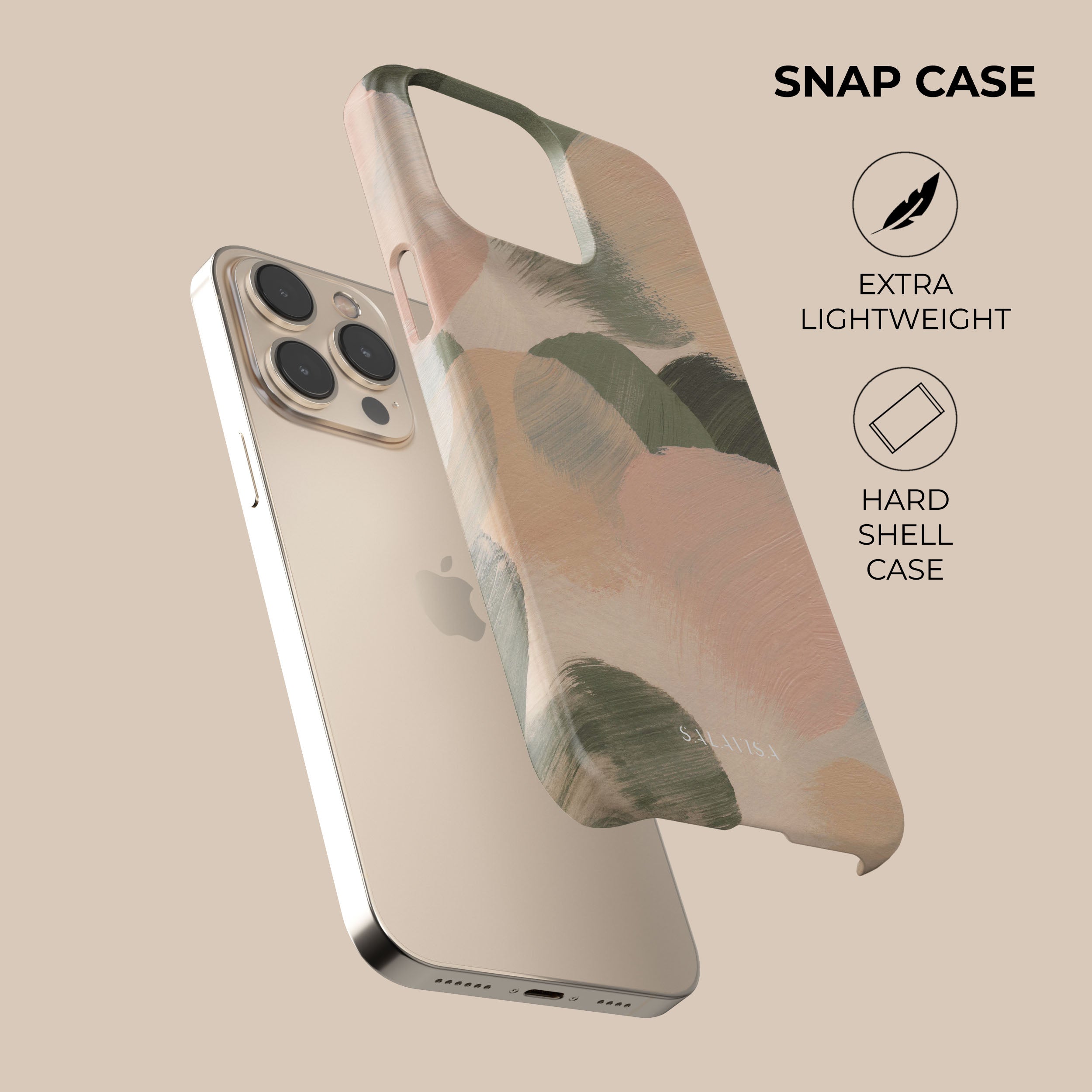 Slim Beige Minimalist Phone Case - Soft Matte Finish, Shockproof Protection for iPhone 15/14/13/12/11 Pro Max | Perfect for Everyday Use, Travel & Work