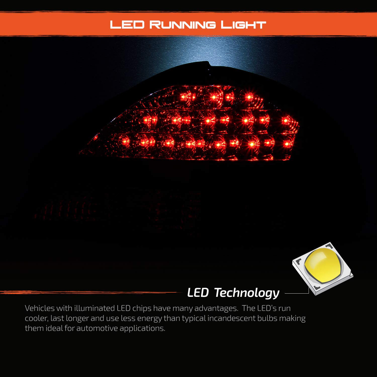 AKKON Black Bezel LED Tail Lights Replacement Pair for 1999-2005 Pontiac Grand AM - Left & Right Brake Lamps - Perfect for Night Driving & Car Customization