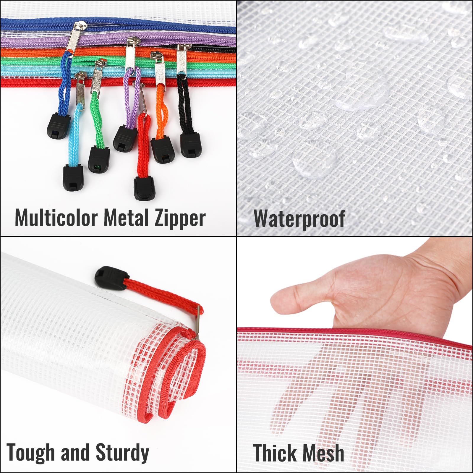 32-Piece Mesh Zipper Pouch Organizer Set - A4/Letter Size Clear Storage Bags for Office Supplies, Puzzles, Crafts & Travel Accessories - Perfect for School, Home & Office Organization