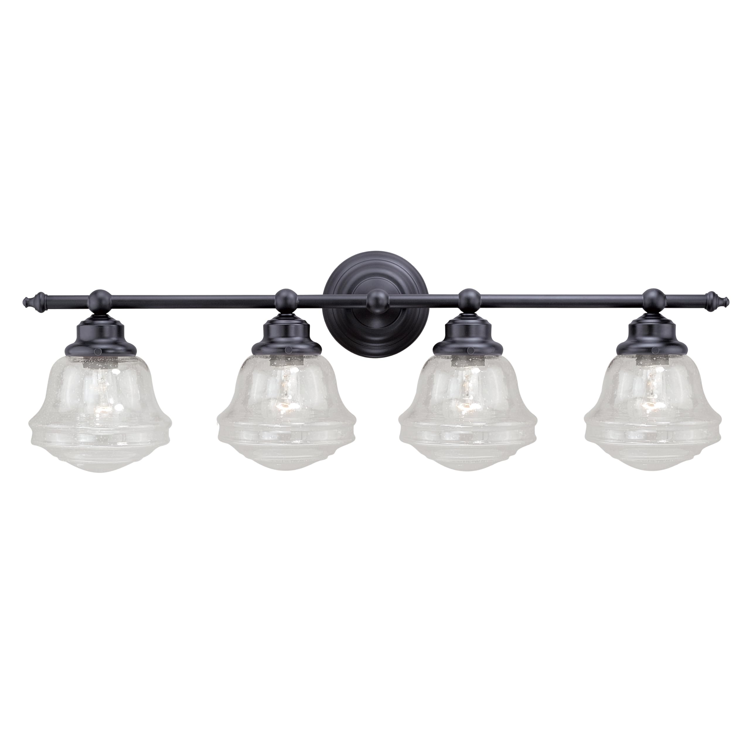 4-Light Bronze Farmhouse Schoolhouse Bathroom Vanity Light Fixture - Vintage Style Lighting for Bathroom, Powder Room & Dressing Area