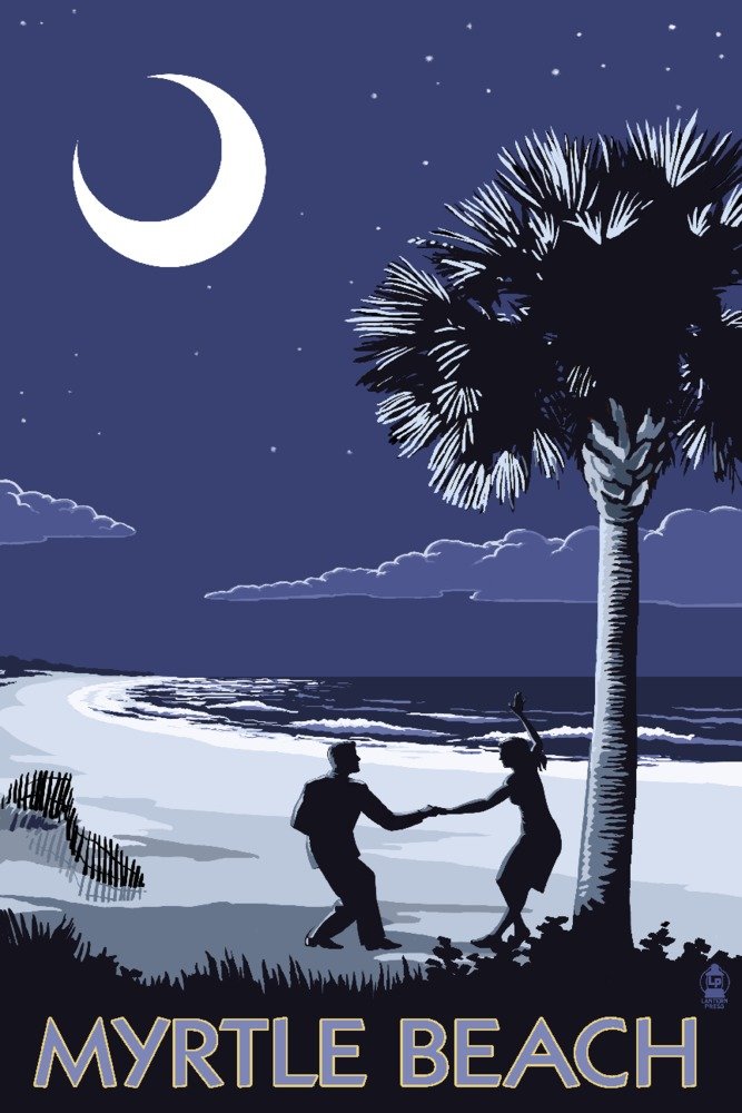 Palmetto Moon Beach Dancers Metal Wall Art - 12x18 Gallery Quality Aluminum Decor for Coastal & Beach House - Perfect for Myrtle Beach, South Carolina Themed Rooms & Vacation Homes