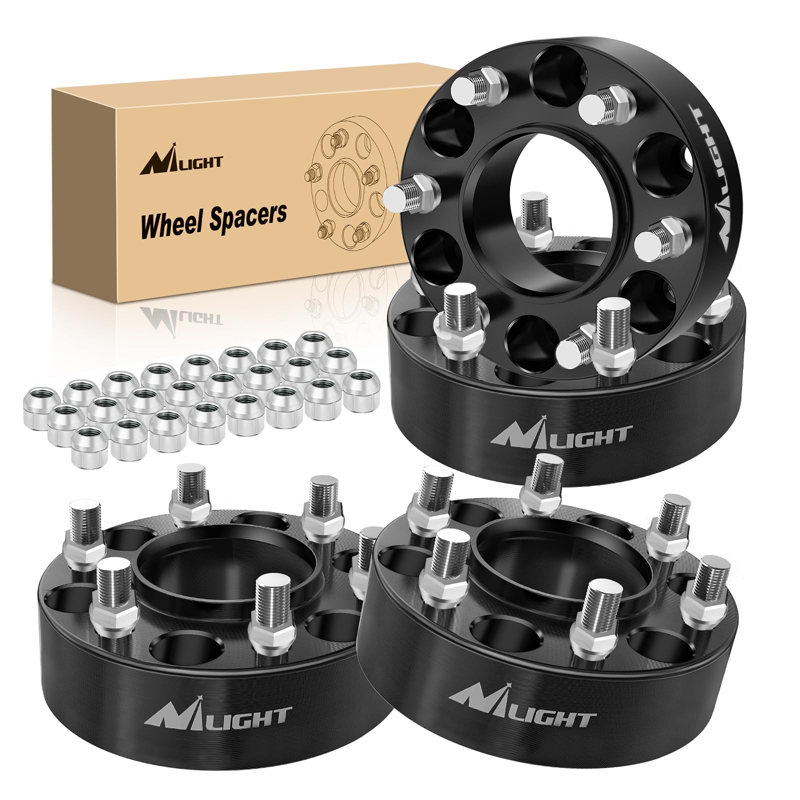 Nilight 2 Inch Wheel Spacers 6x135 for Ford F150 Expedition Navigator 2015-2022 - Hubcentric 87.1mm Bore with M14x1.5 Studs (4PCS) - Off-Road & Truck Customization Upgrade