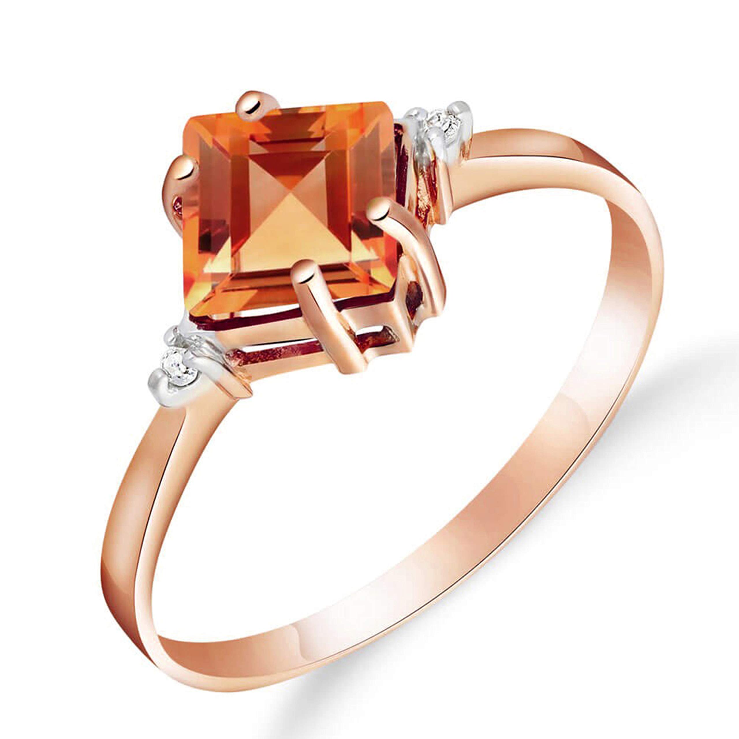 14K Rose Gold Petite Ring with Citrine & Diamond Accent - Galaxy Gold GG Elegant Jewelry for Women, Perfect for Anniversary, Birthday & Special Occasion Gifts