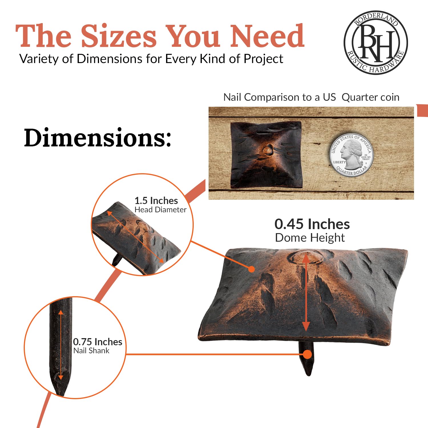 50 Pack 1.5 Inch Large Square Clavos Decorative Nails - Oil Rubbed Bronze Finish - Rustic Square Head Fasteners for Farmhouse Decor, Barn Doors, Wood Beams, Shutters & Gates - Perfect for DIY Home Improvement and Rustic Interior Design Projects