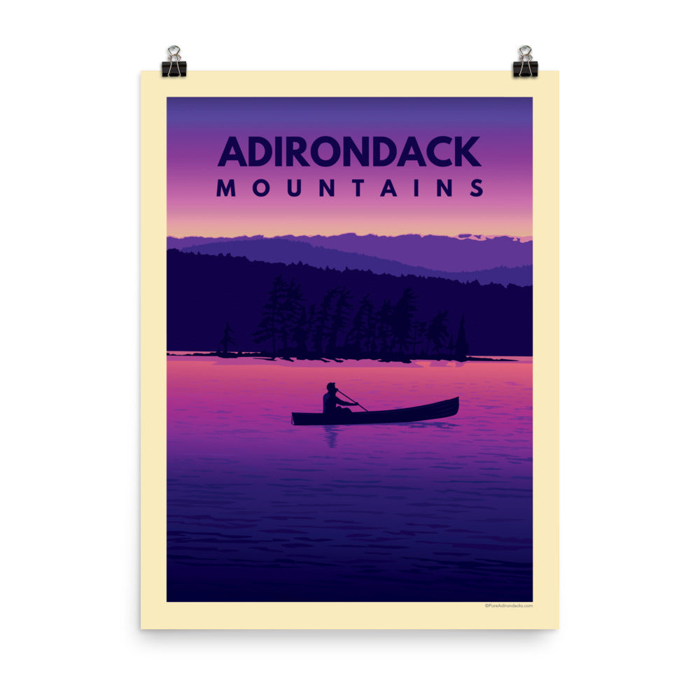 Sunset Canoeing Poster - Wall Art Decor for Living Room, Bedroom, Office - Nature Landscape Print for Home & Office Decor